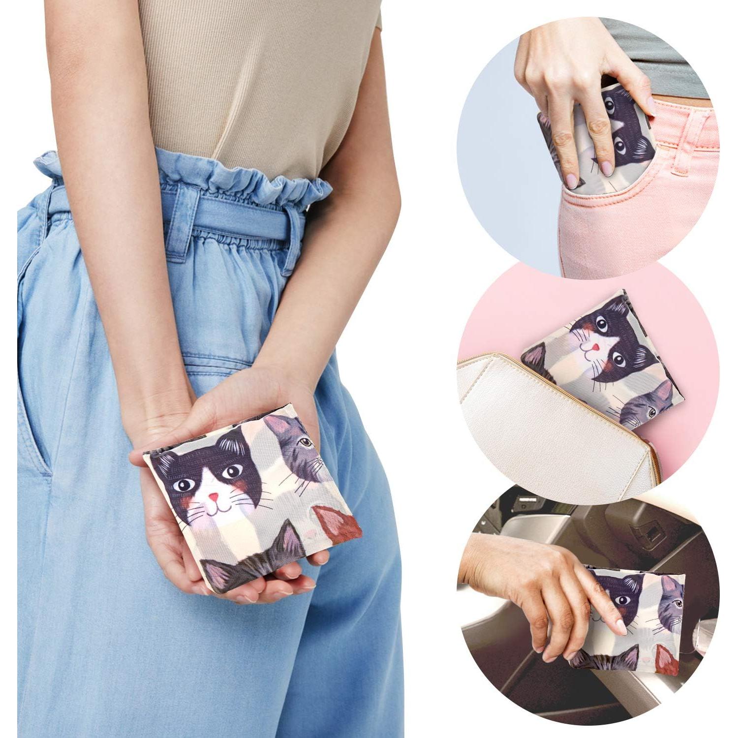 Bolsas de Compras Reutilizables NymphFable 6 Piezas Gato 22.68 kg