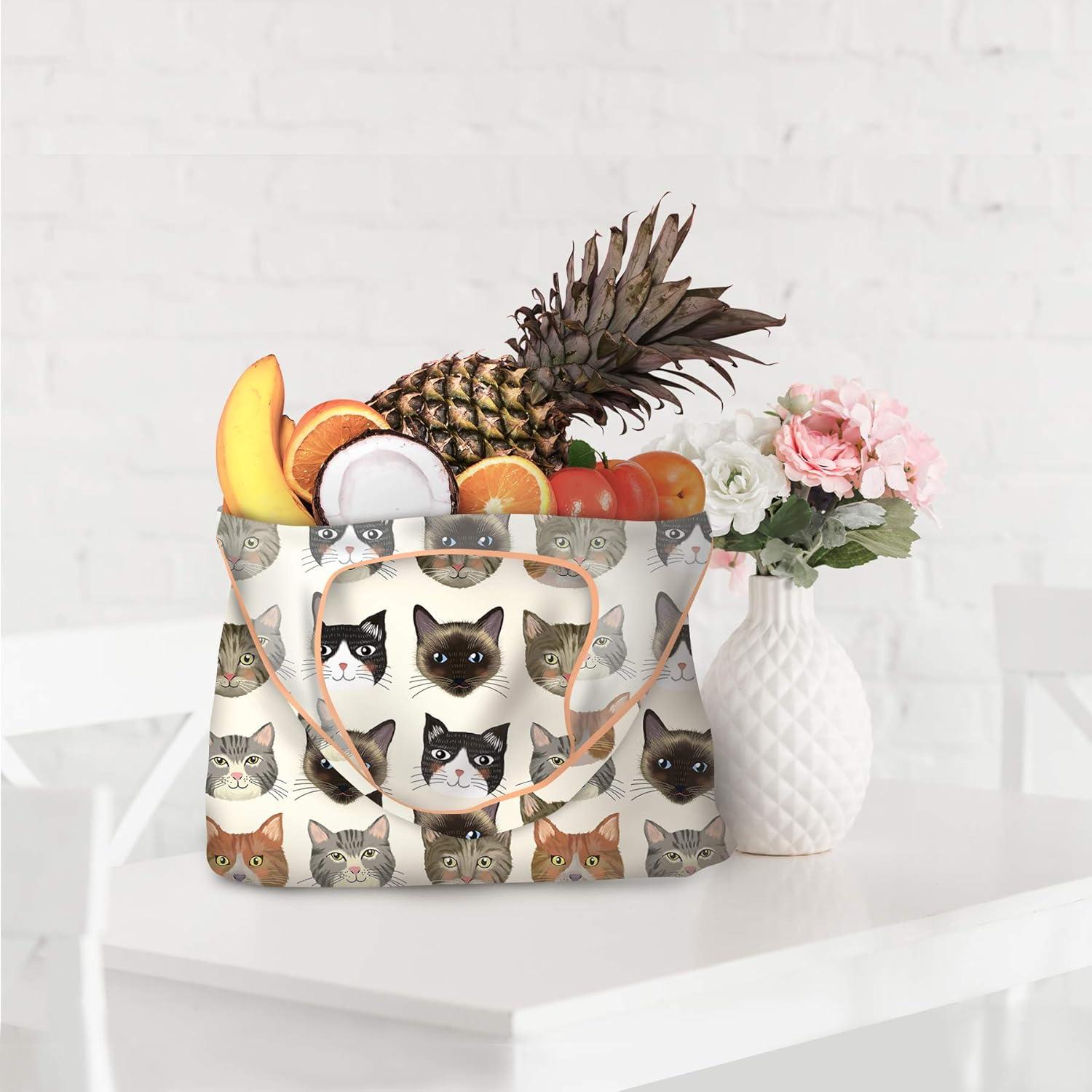 Bolsas de Compras Reutilizables NymphFable 6 Piezas Gato 22.68 kg