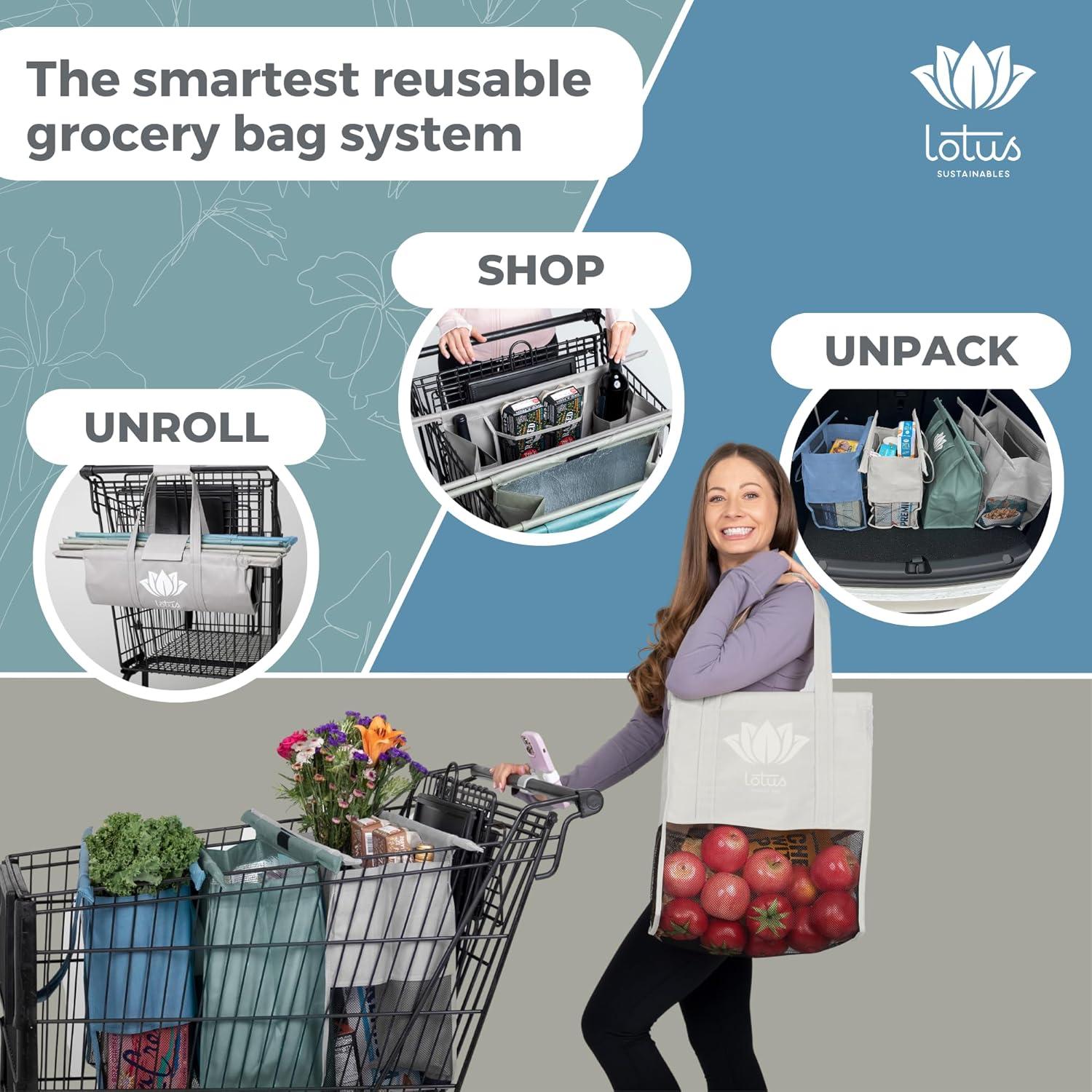 Bolsas de Carrito Lotus Reutilizables con Aislante y Soporte