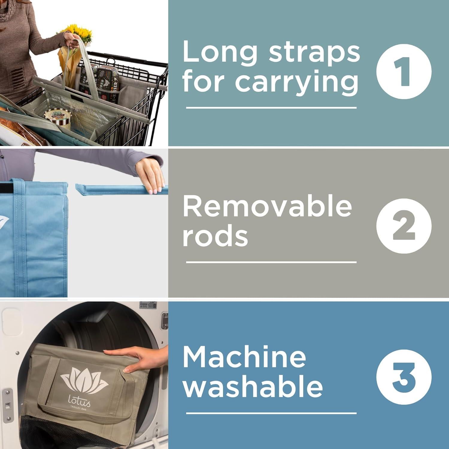Bolsas de Carrito Lotus Reutilizables con Aislante y Soporte