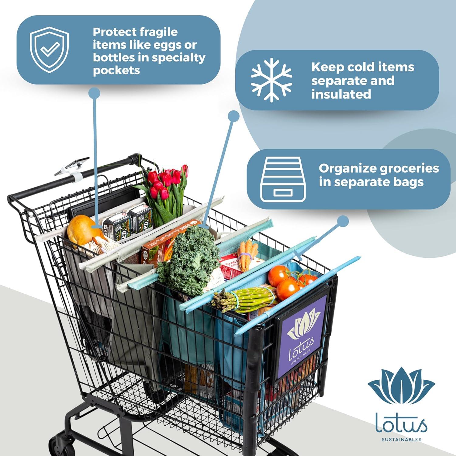Bolsas de Carrito Lotus Reutilizables con Aislante y Soporte