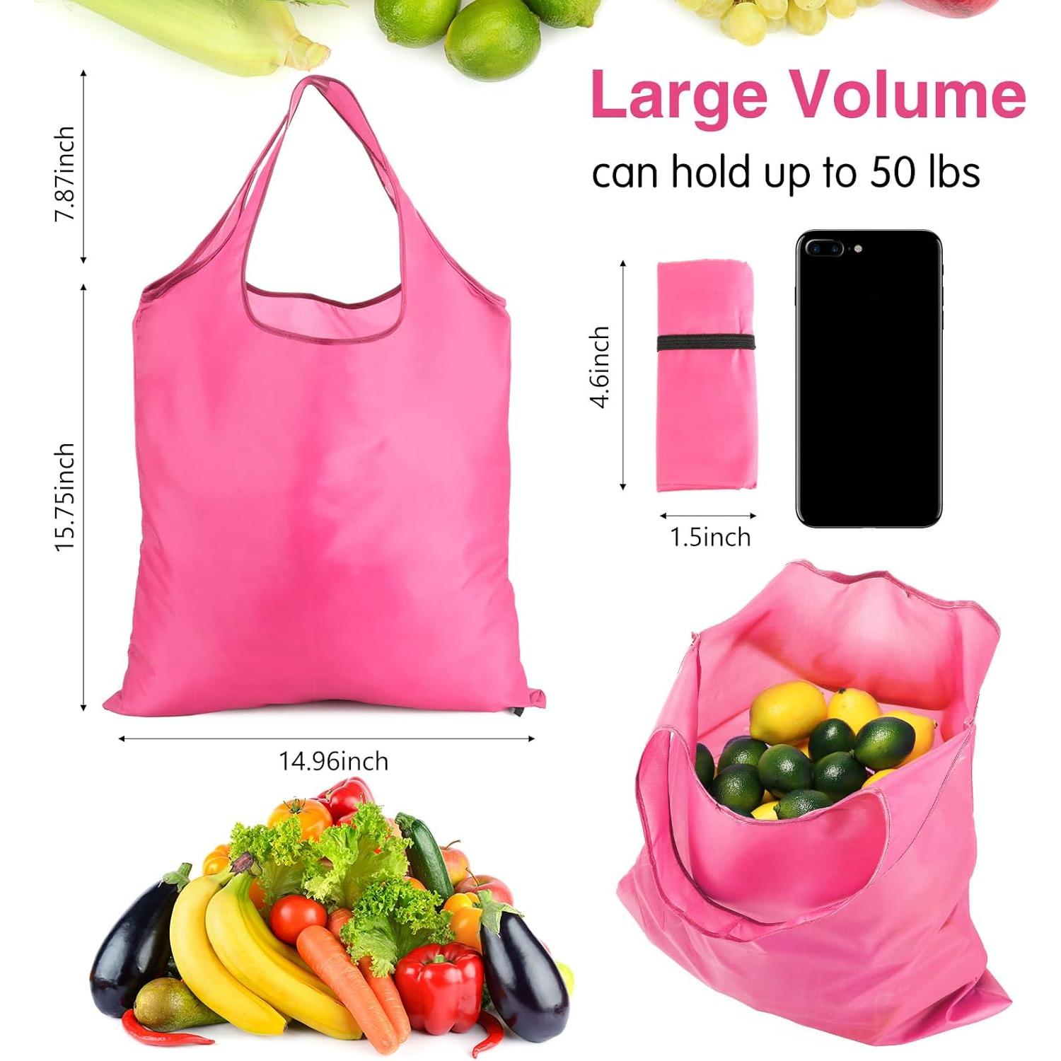 Bolsas de Compras Reutilizables Silkfly 24 Pcs Rosa 40.64x38.1 cm