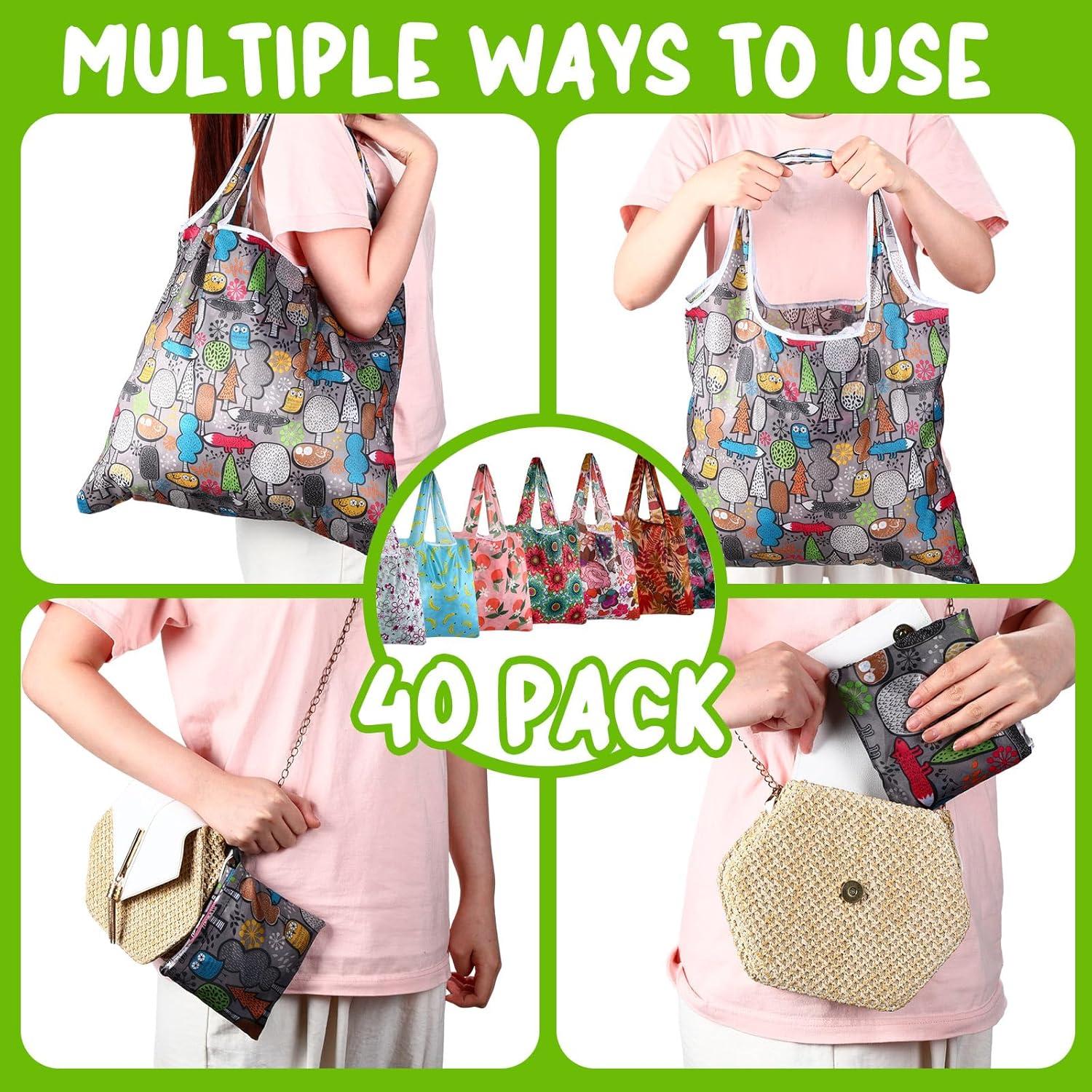 Geyee 40 Bolsas de Compras Reutilizables Plegables Impermeables