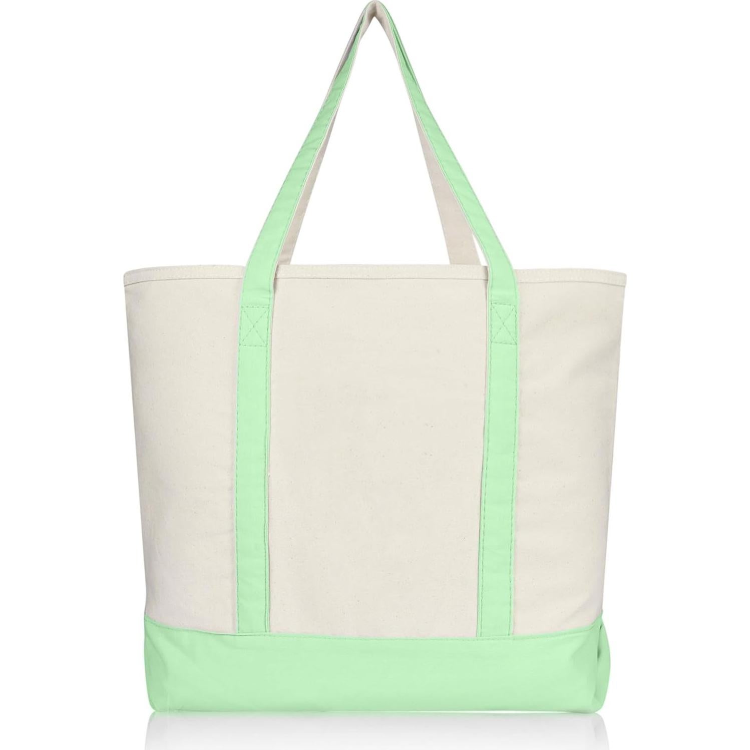 Bolsa de Compras de Algodón Dalix 22" con Cremallera Verde Menta