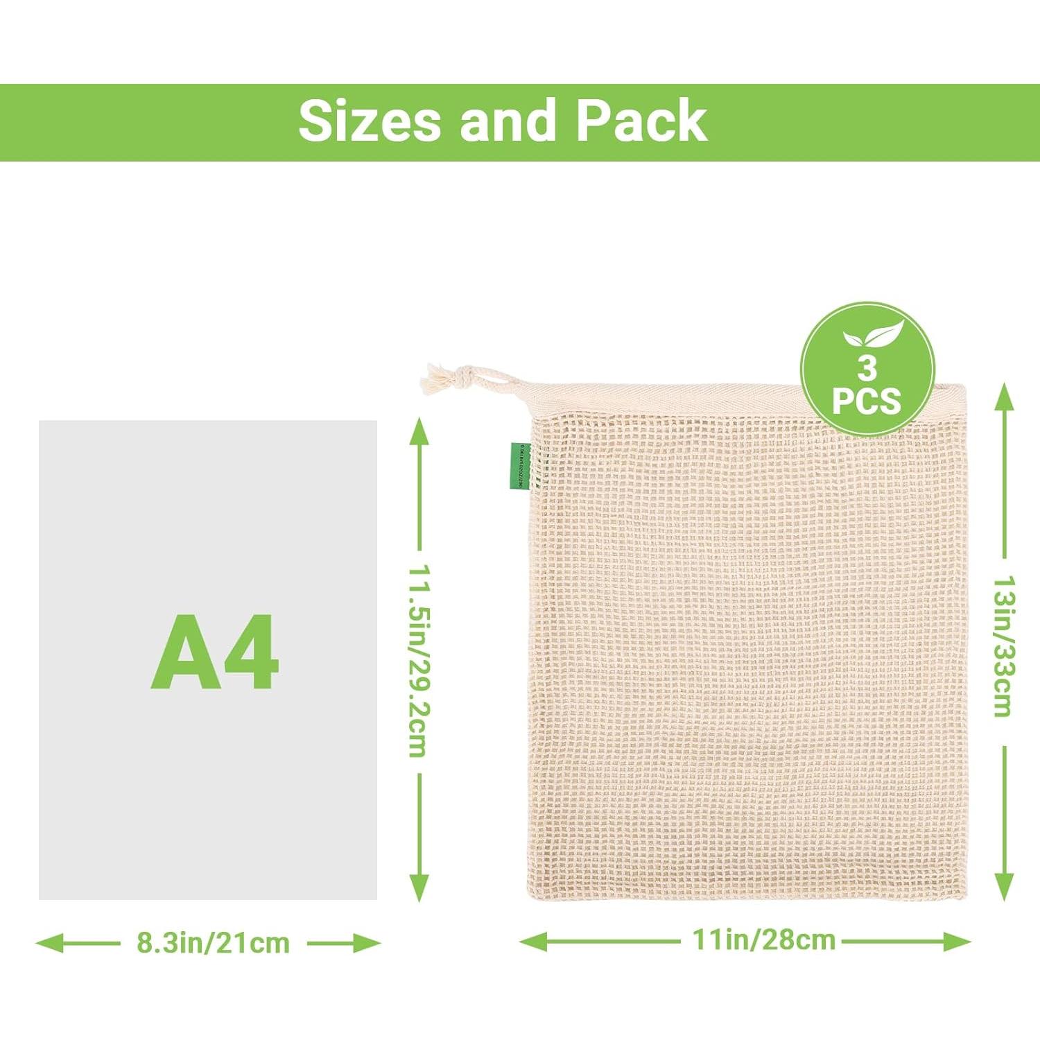 Paquete de 3 Bolsas Reutilizables de Algodón 28x33 cm ENPOINT