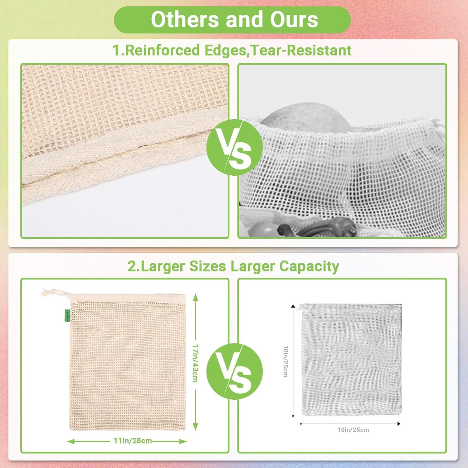 Paquete de 3 Bolsas Reutilizables de Algodón 28x33 cm ENPOINT