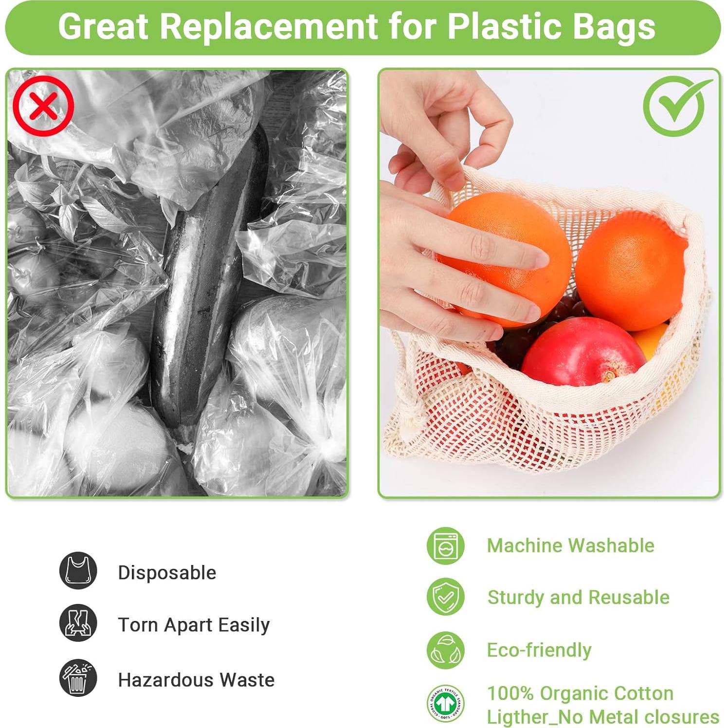 Paquete de 3 Bolsas Reutilizables de Algodón 28x33 cm ENPOINT