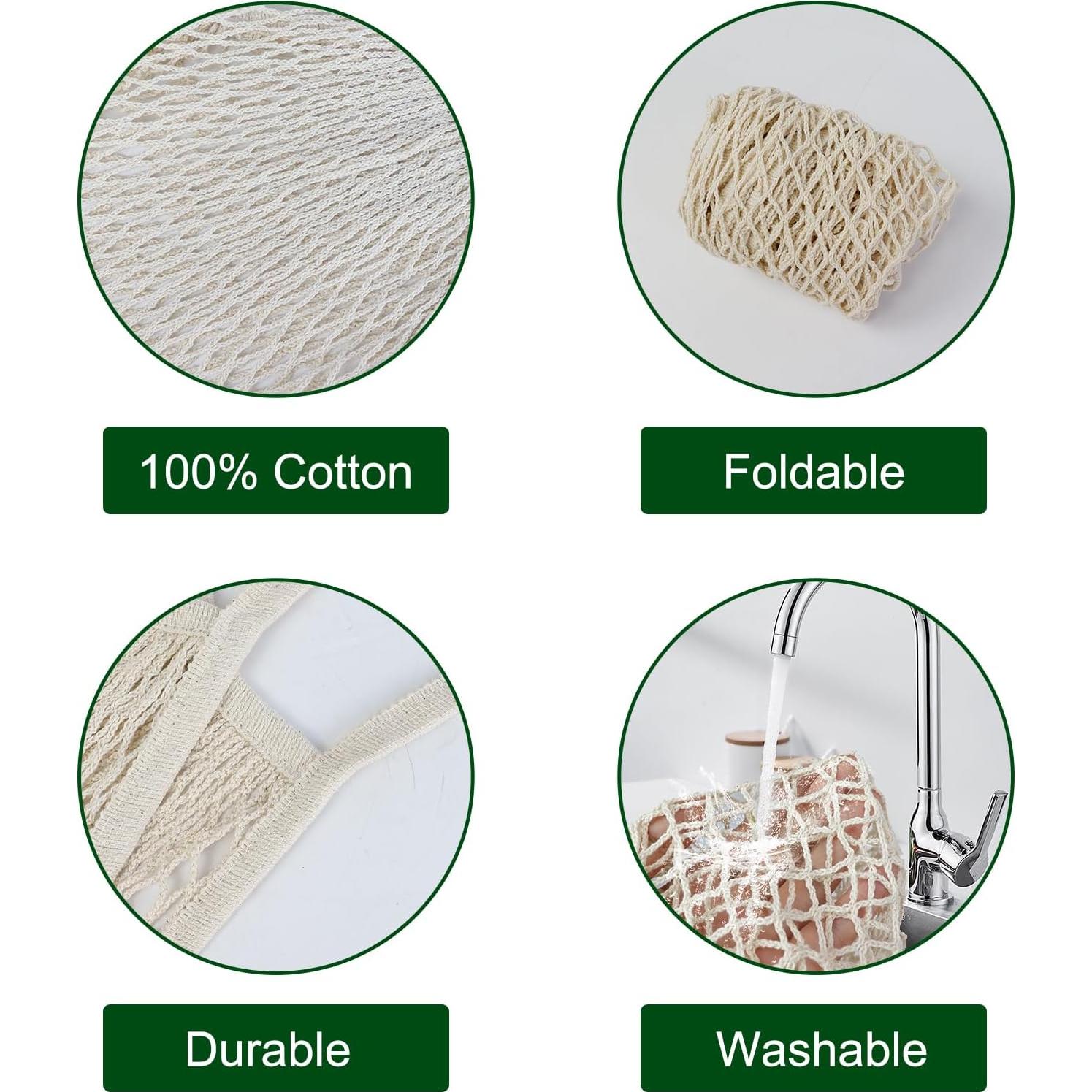 Paquete de 2 Bolsas de Compras Reutilizables de Algodón 100%