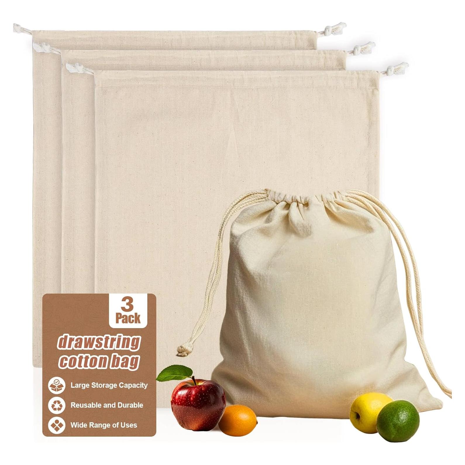 Bolsas de Almacenamiento de Algodón RAINFLOW 3 Piezas 38x43 cm