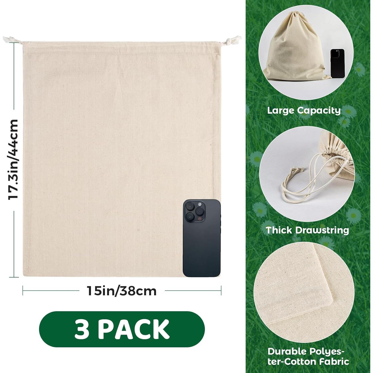 Bolsas de Almacenamiento de Algodón RAINFLOW 3 Piezas 38x43 cm