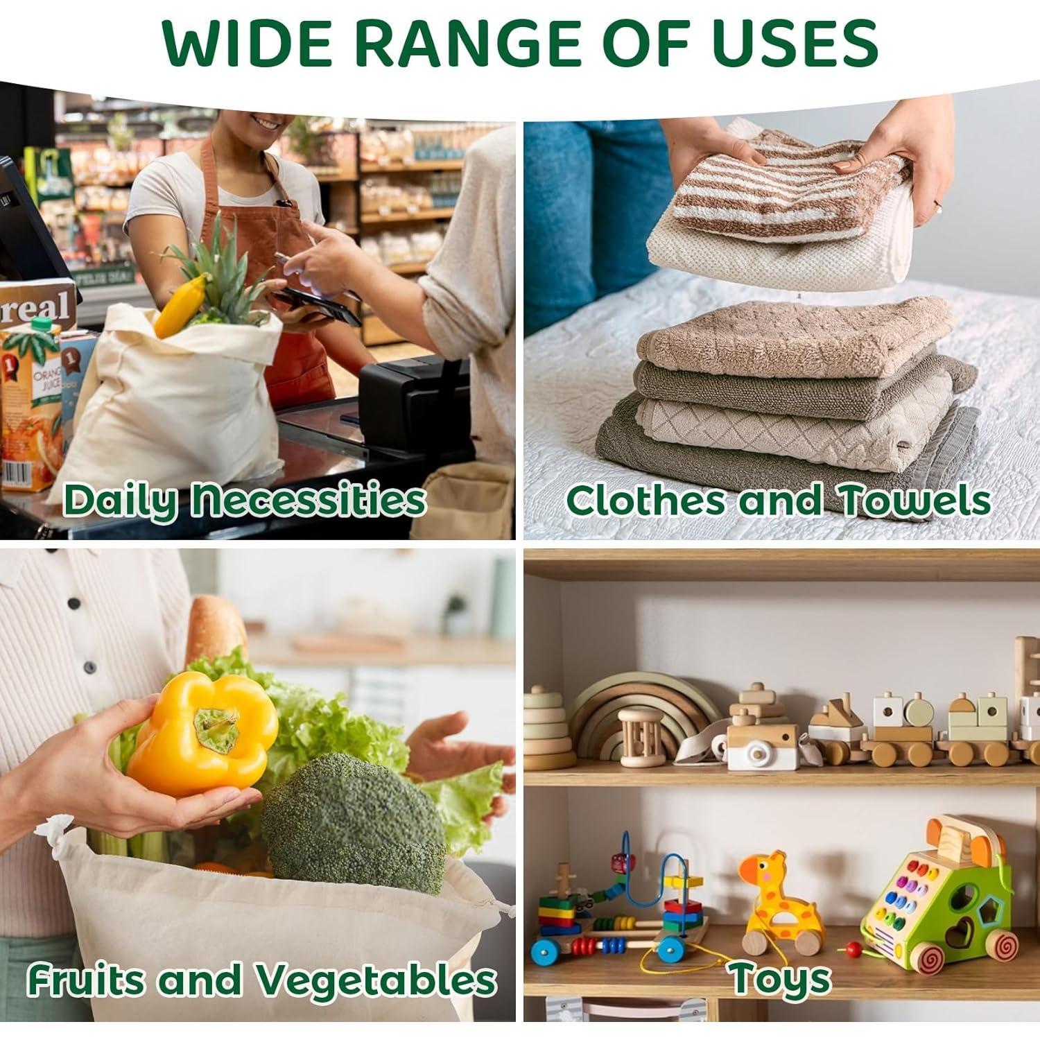 Bolsas de Almacenamiento de Algodón RAINFLOW 3 Piezas 38x43 cm