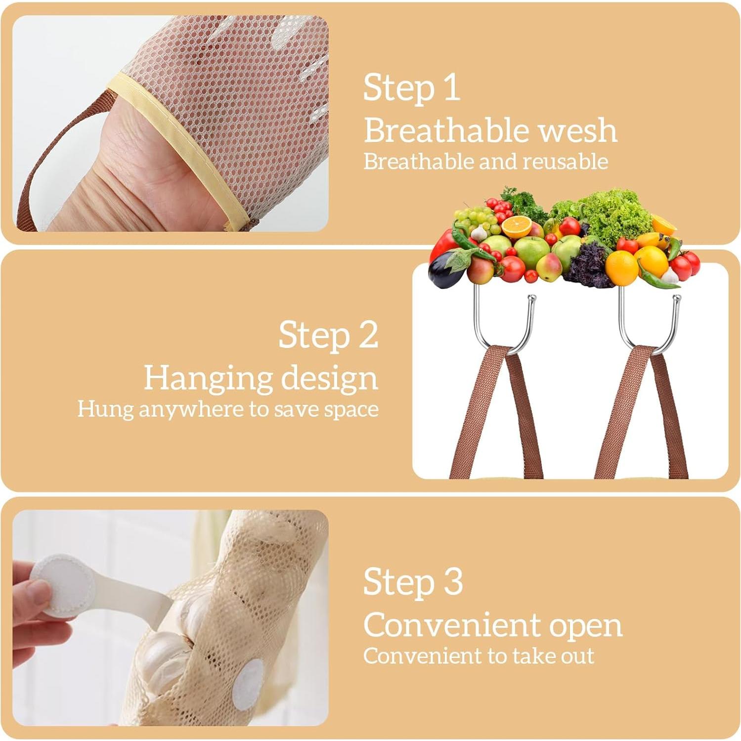 Bolsas de Malla Reutilizables Larrel 5 Pcs 38.5 cm Beige