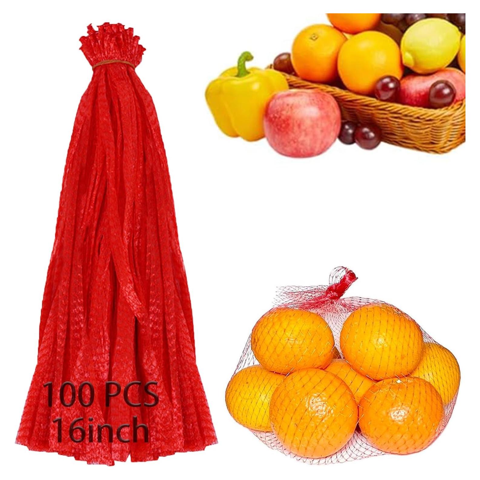 100 Bolsas de Malla Reutilizables COTELEEC 40cm Rojas