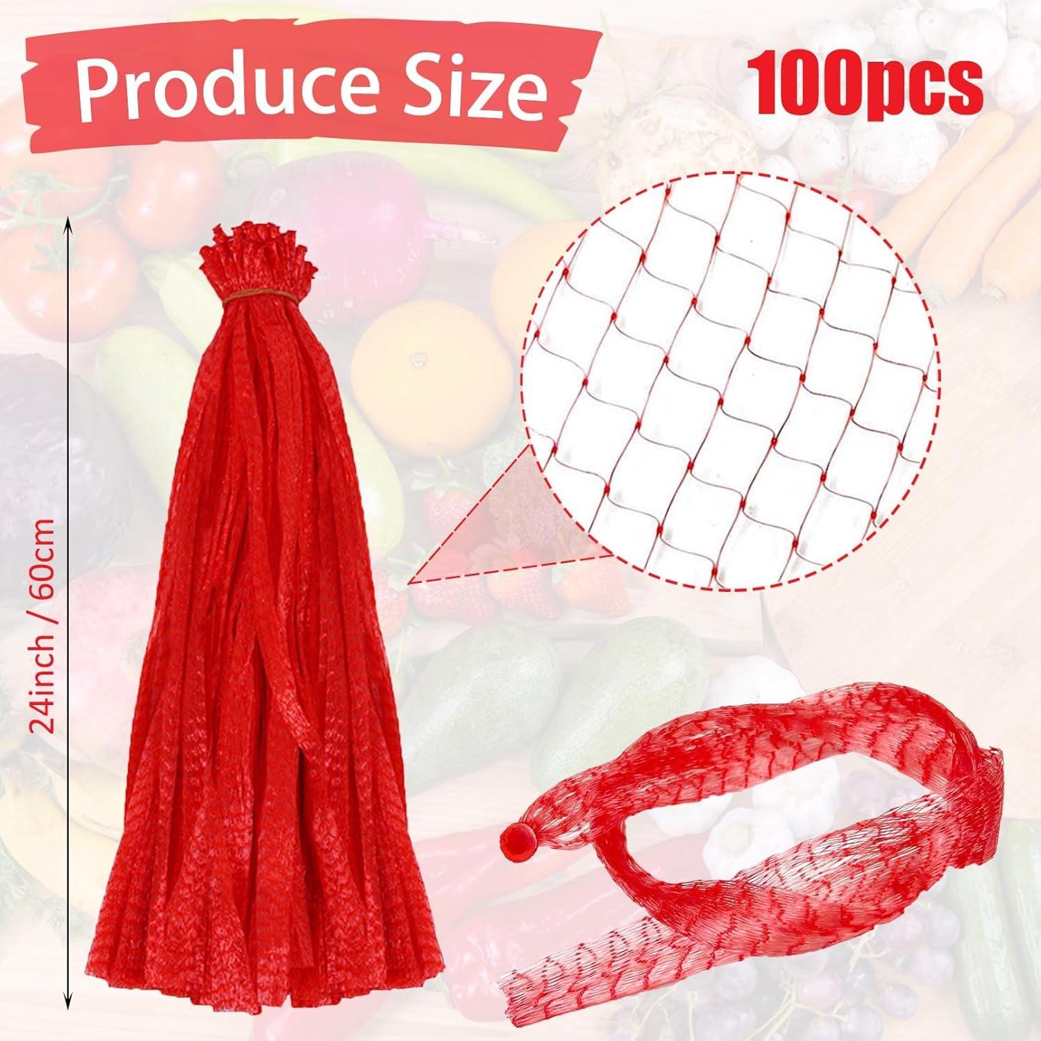 100 Bolsas de Malla Reutilizables COTELEEC 40cm Rojas