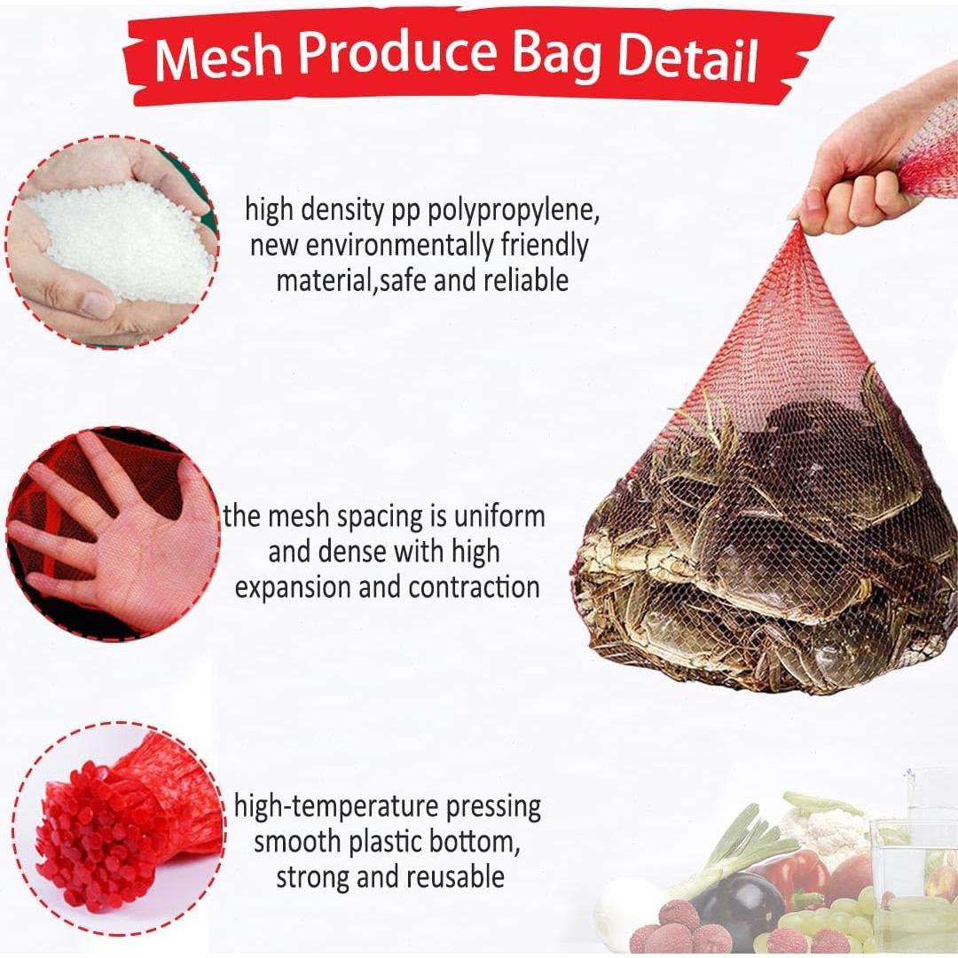 100 Bolsas de Malla Reutilizables COTELEEC 40cm Rojas