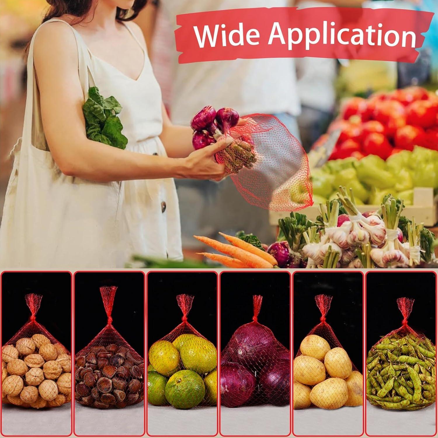 100 Bolsas de Malla Reutilizables COTELEEC 40cm Rojas