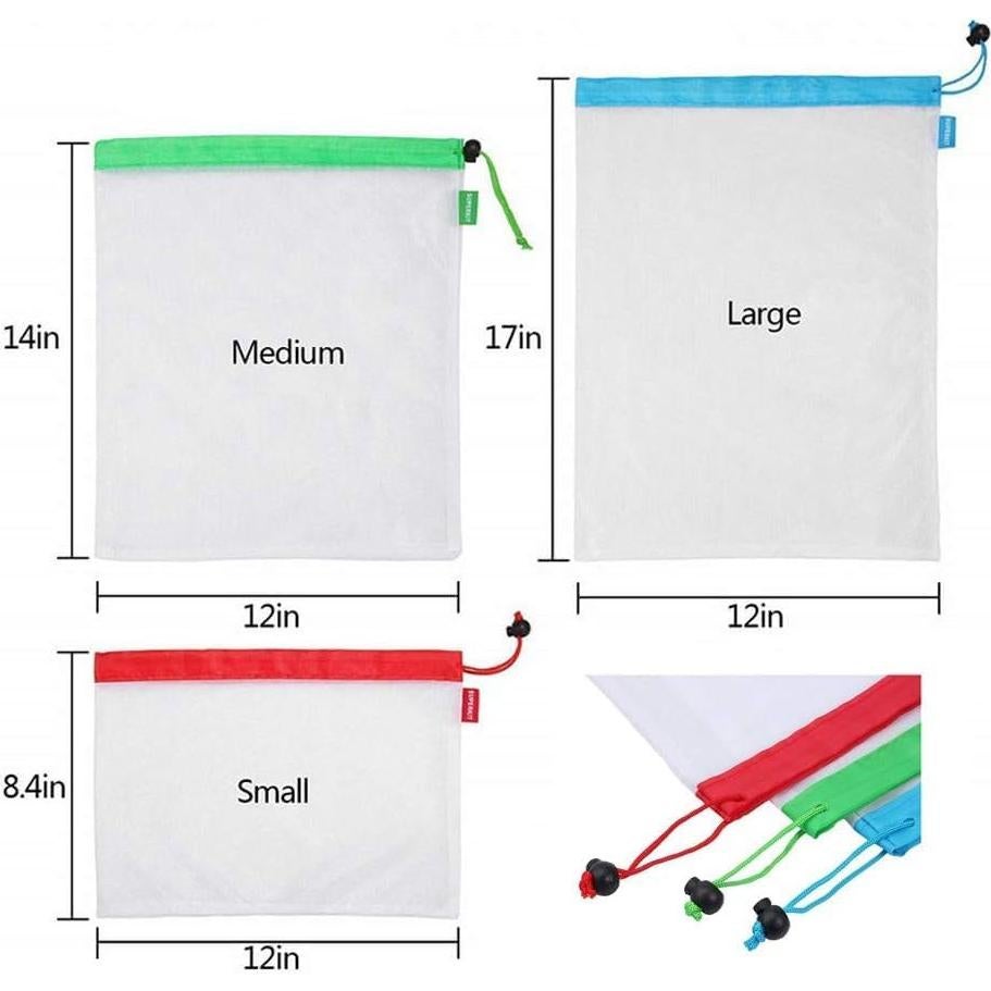 Bolsas de Produce Reutilizables Conzy - Juego de 12 Coloridas