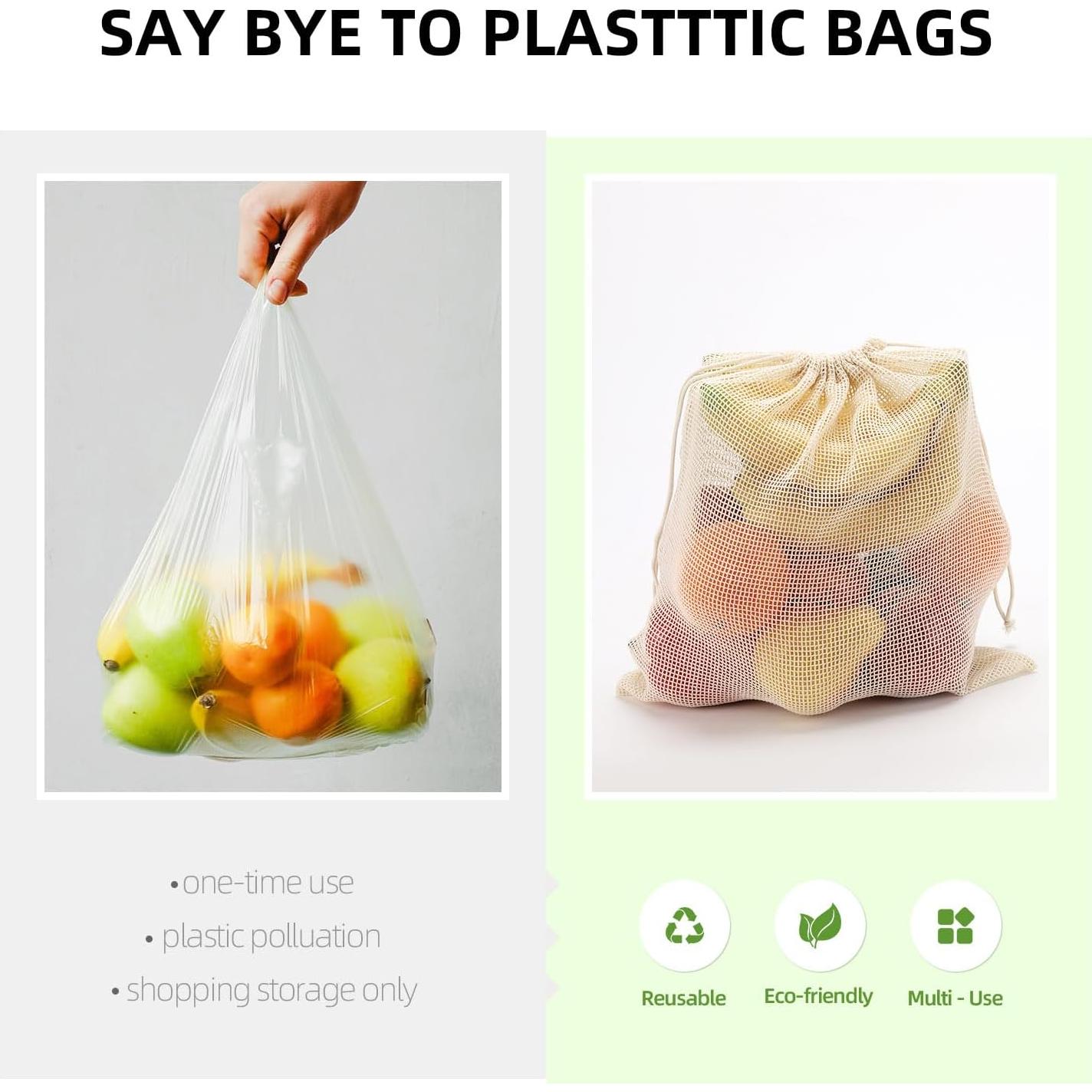 Bolsas de Malla de Algodón Reutilizables Tbestmax 12 Pcs 35x43 cm