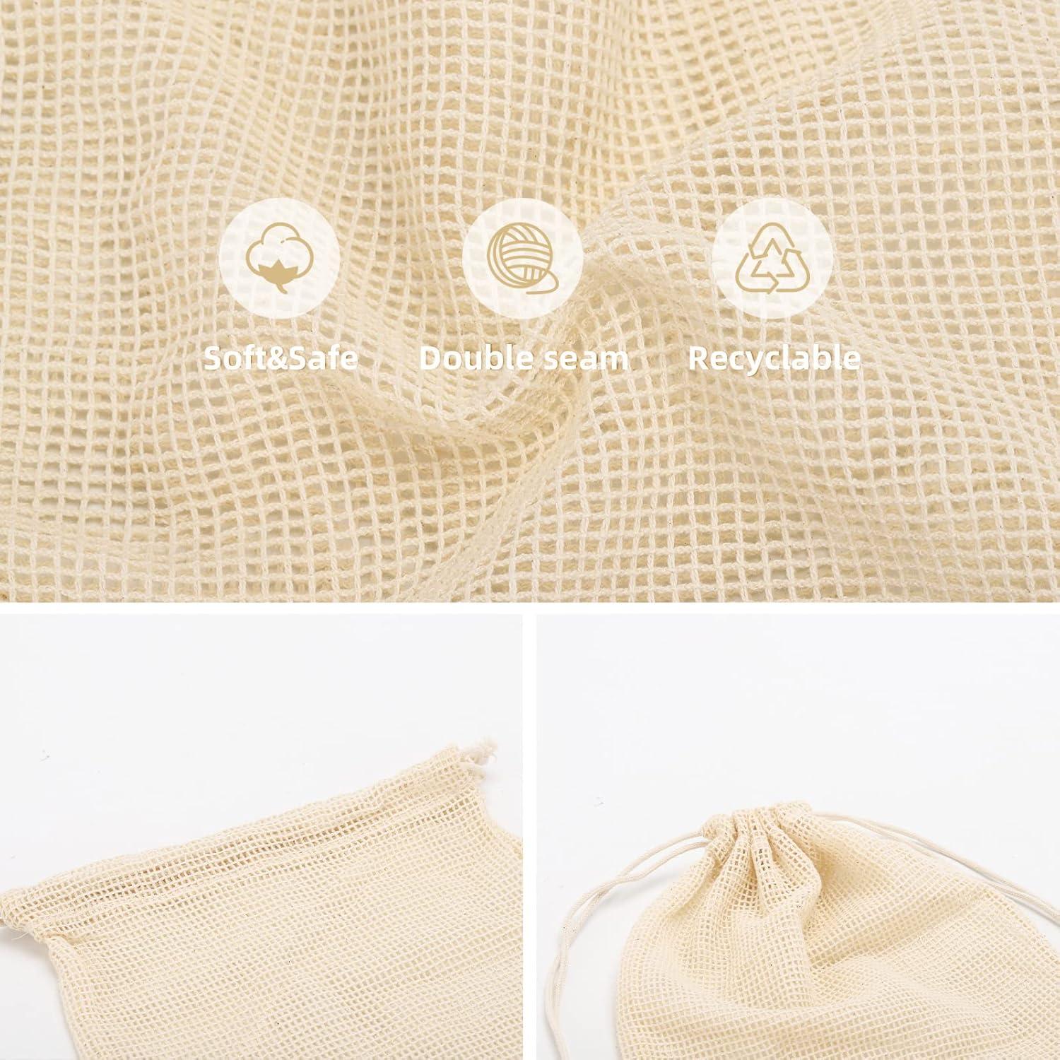 Bolsas de Malla de Algodón Reutilizables Tbestmax 12 Pcs 35x43 cm