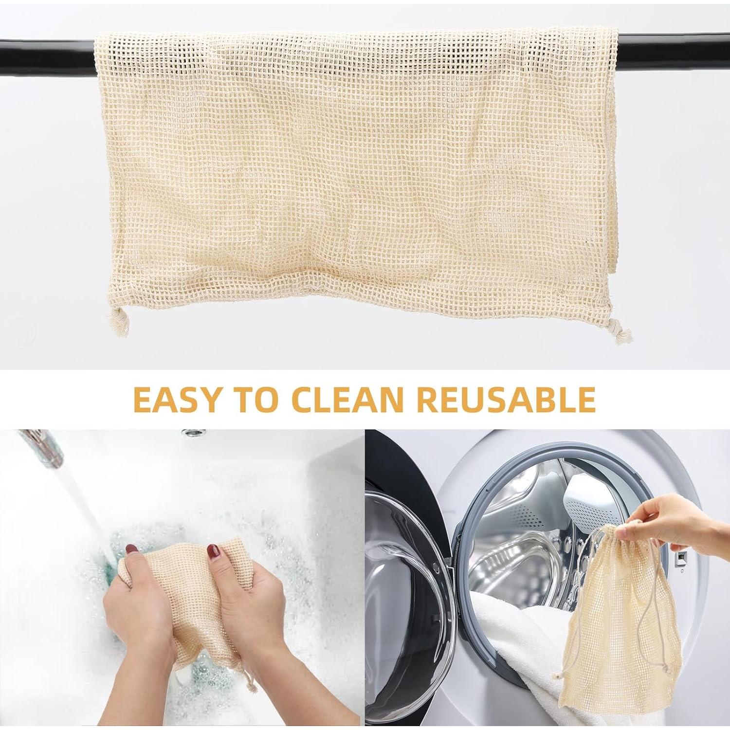 Bolsas de Malla de Algodón Reutilizables Tbestmax 12 Pcs 35x43 cm