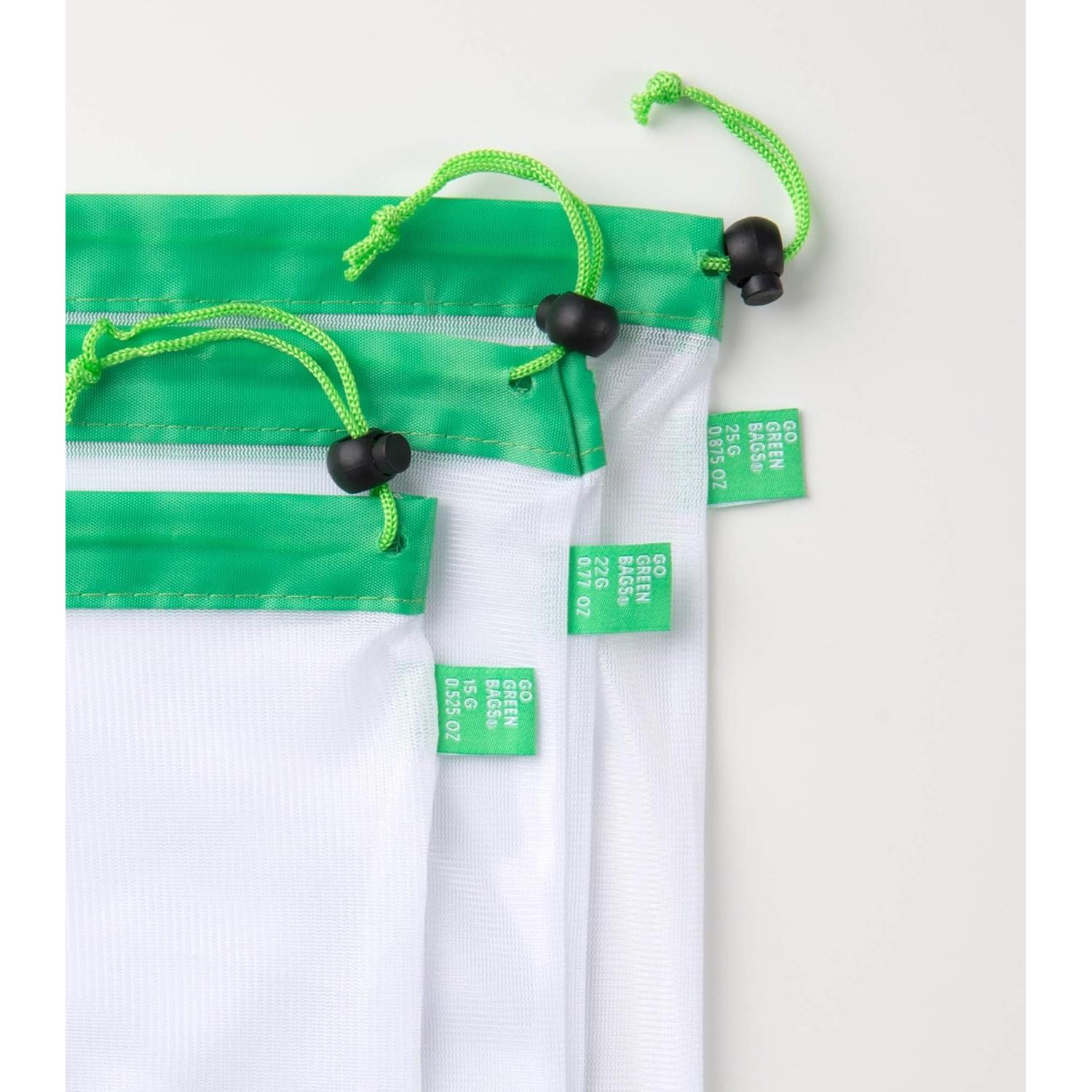 GoGreenBags Bolsas Reutilizables de Malla - Paquete de 9 en 3 Tamaños