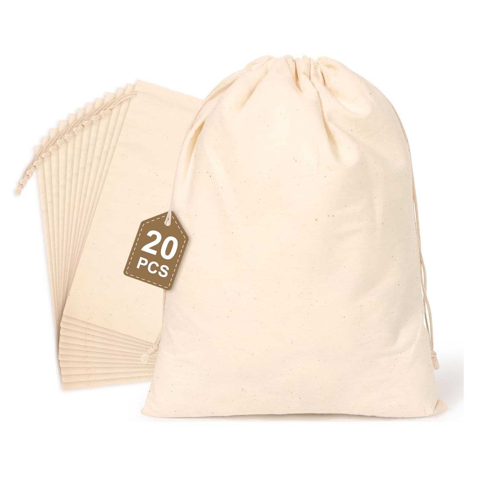 20 Bolsas de Algodón Reutilizables Hopttreely 20x25cm