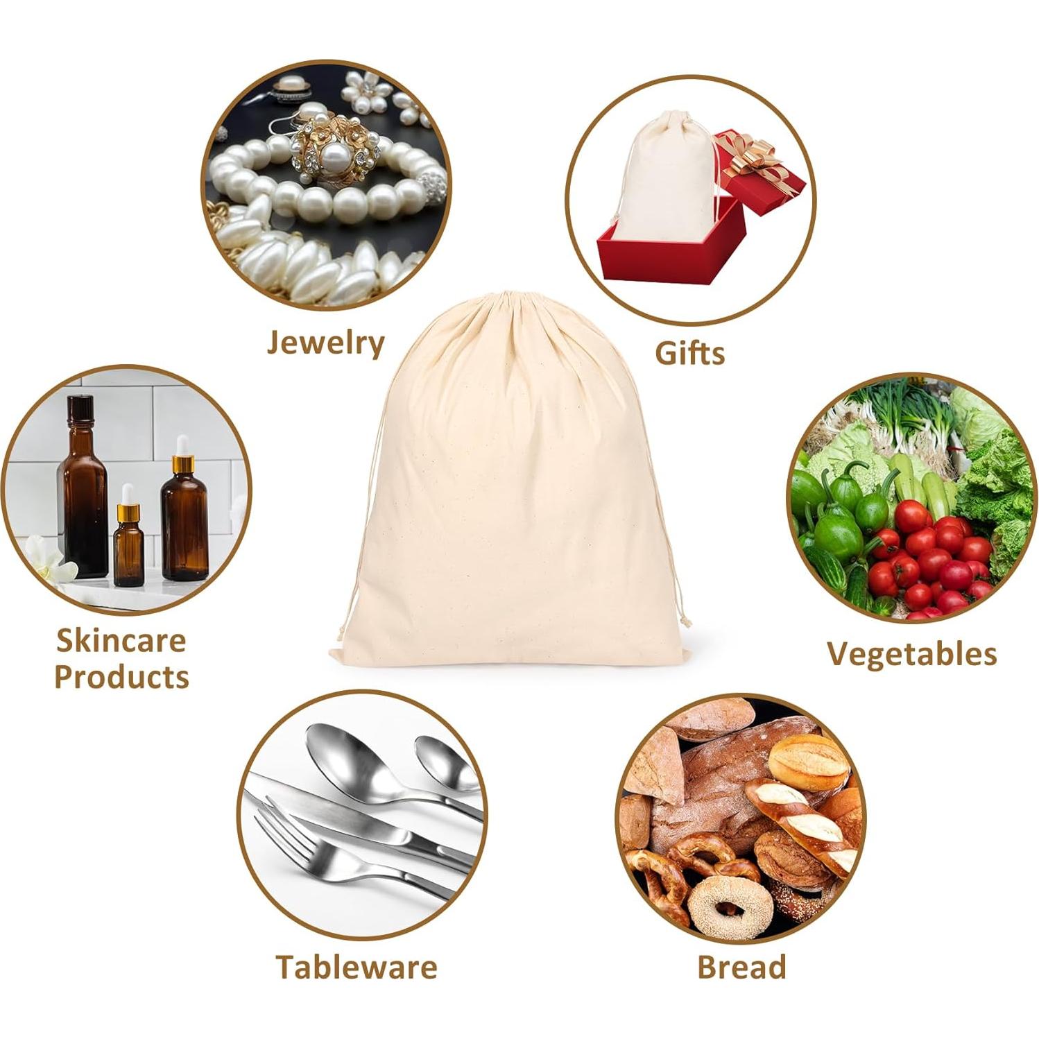 20 Bolsas de Algodón Reutilizables Hopttreely 20x25cm