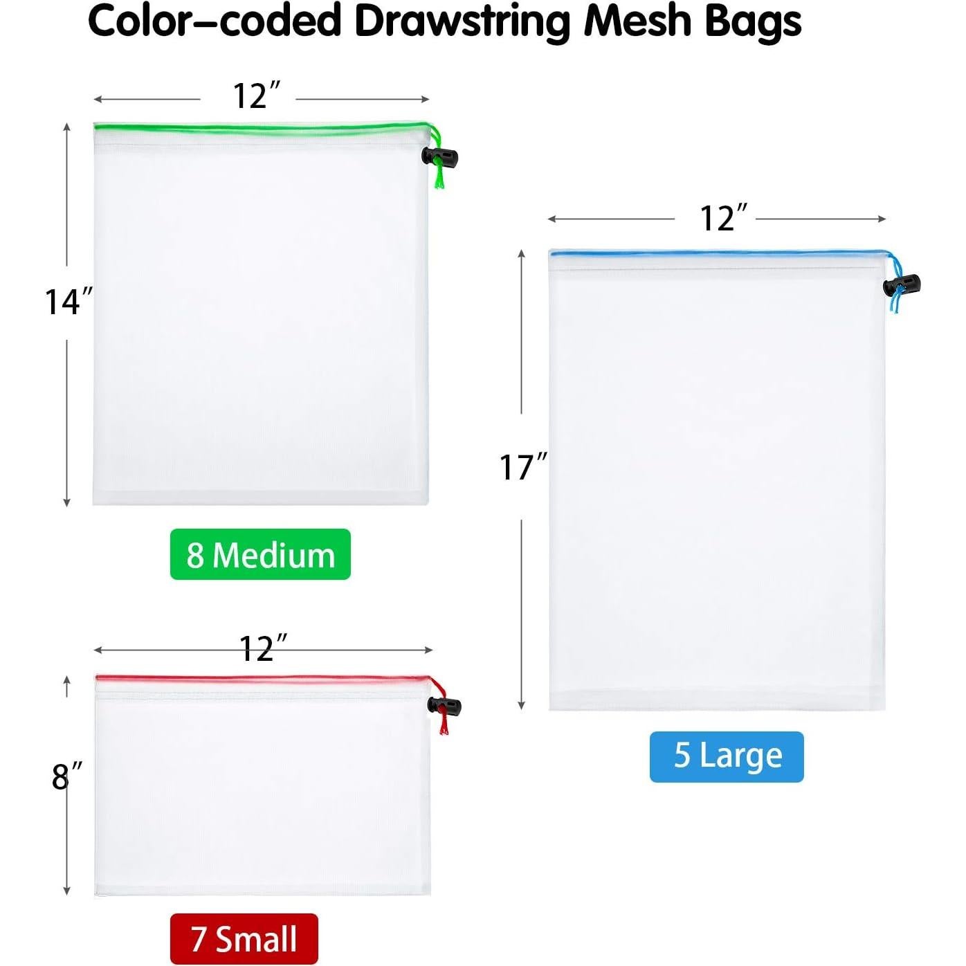 Bolsas Reutilizables Frienda 20 Piezas Malla Organizador