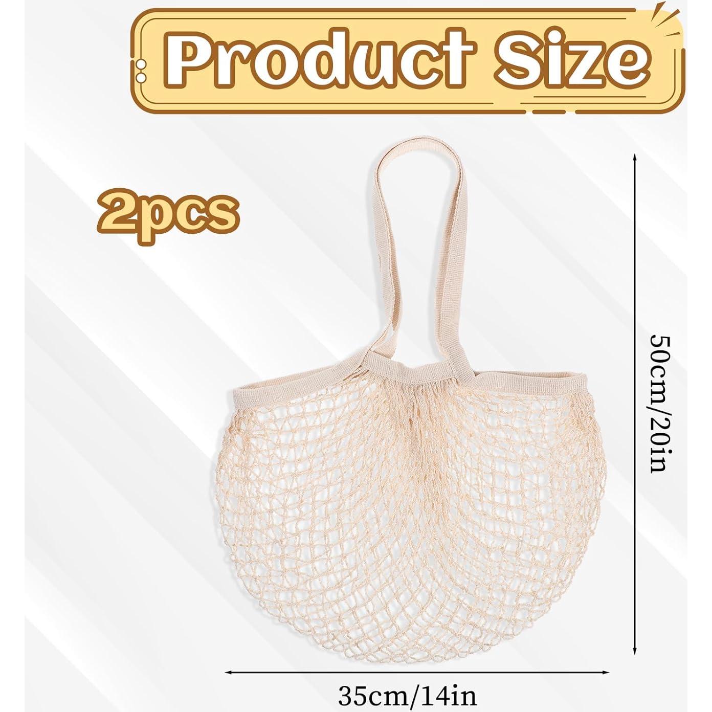 2 Bolsas de Compras de Malla Beige YQQYG 50x35 cm Reutilizables