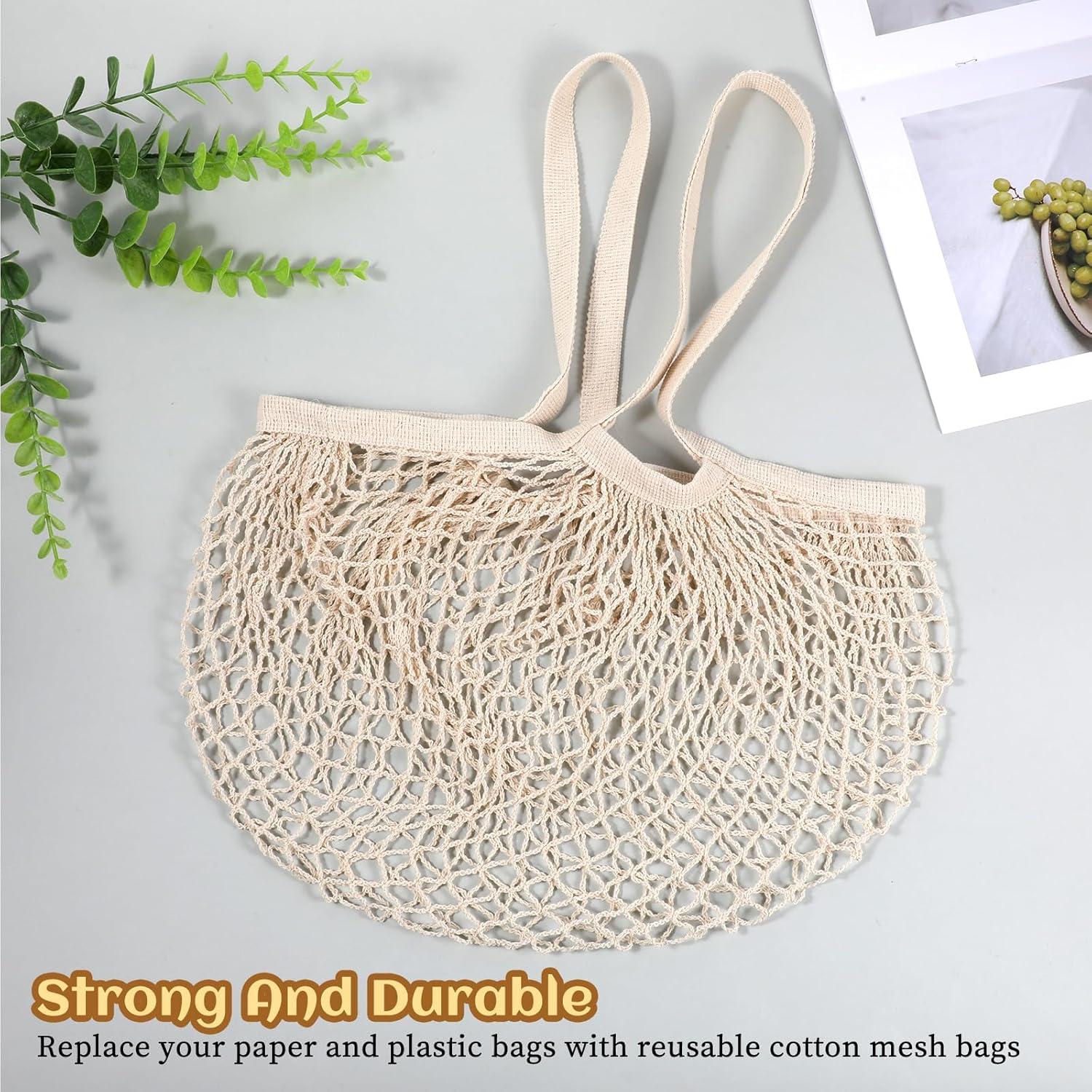 2 Bolsas de Compras de Malla Beige YQQYG 50x35 cm Reutilizables