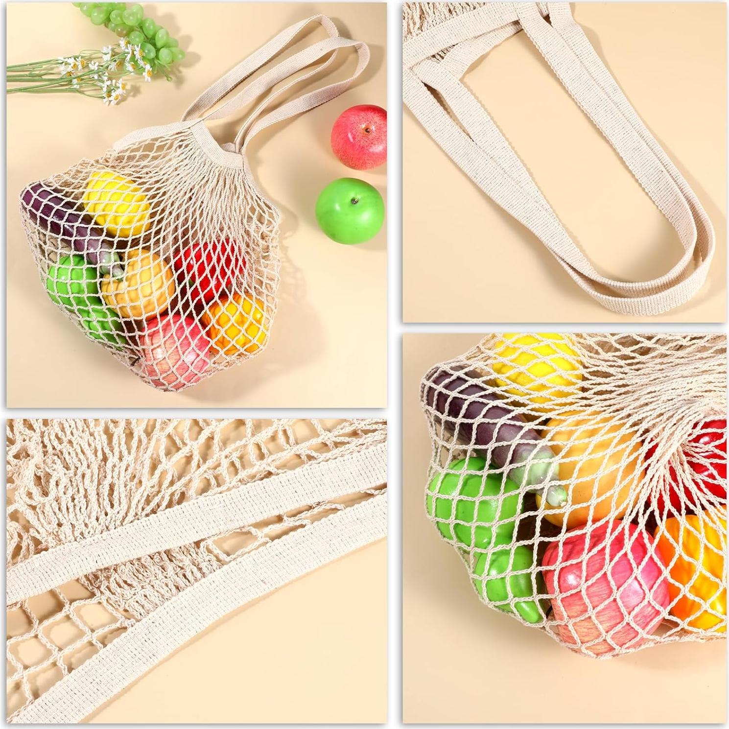 2 Bolsas de Compras de Malla Beige YQQYG 50x35 cm Reutilizables