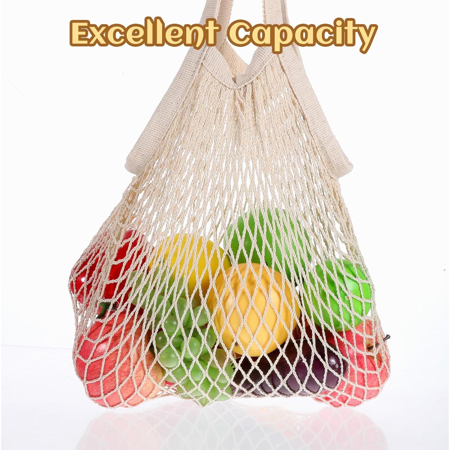 2 Bolsas de Compras de Malla Beige YQQYG 50x35 cm Reutilizables