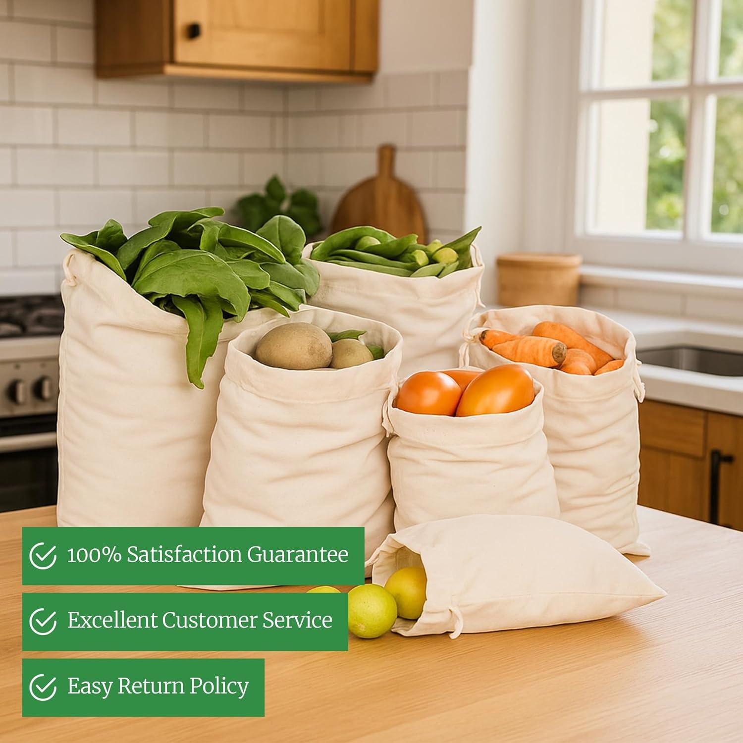 Bolsas de Muselina Reutilizables Greenmile - Algodón Orgánico - 9 Piezas