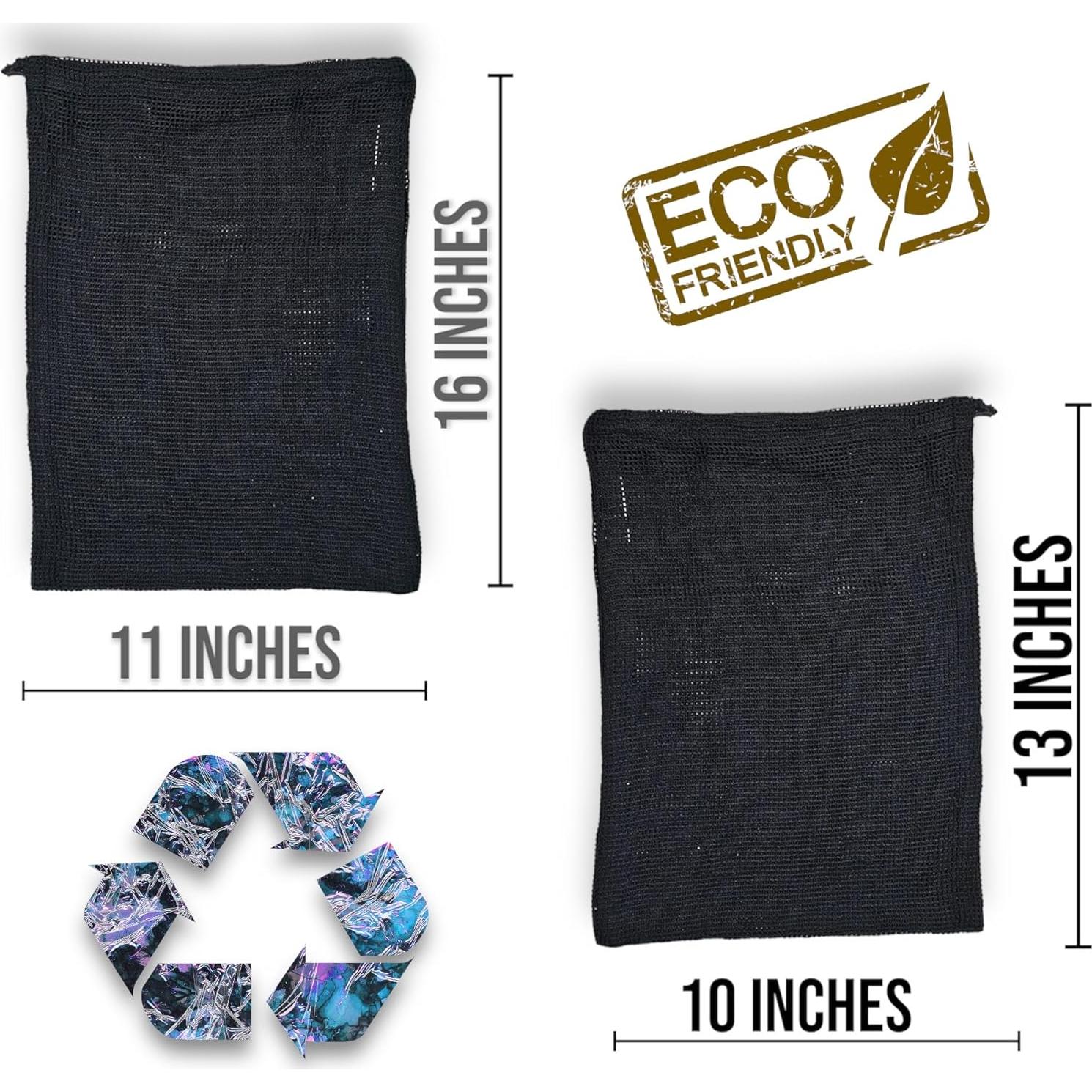 Bolsas de Malla Reutilizables Chilakala - 4 Piezas (2 Grandes, 2 Pequeñas) - Negro