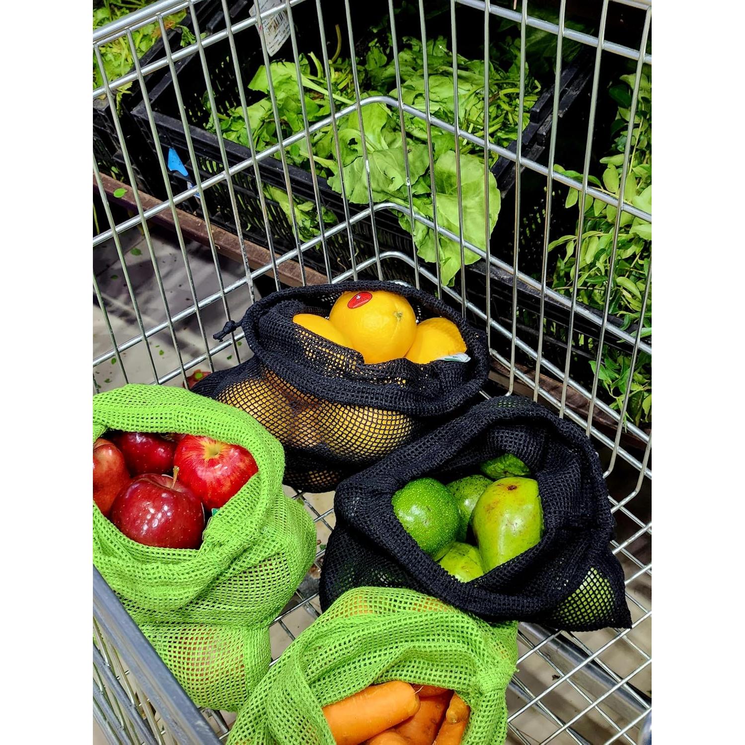 Bolsas de Malla Reutilizables Chilakala - 4 Piezas (2 Grandes, 2 Pequeñas) - Negro