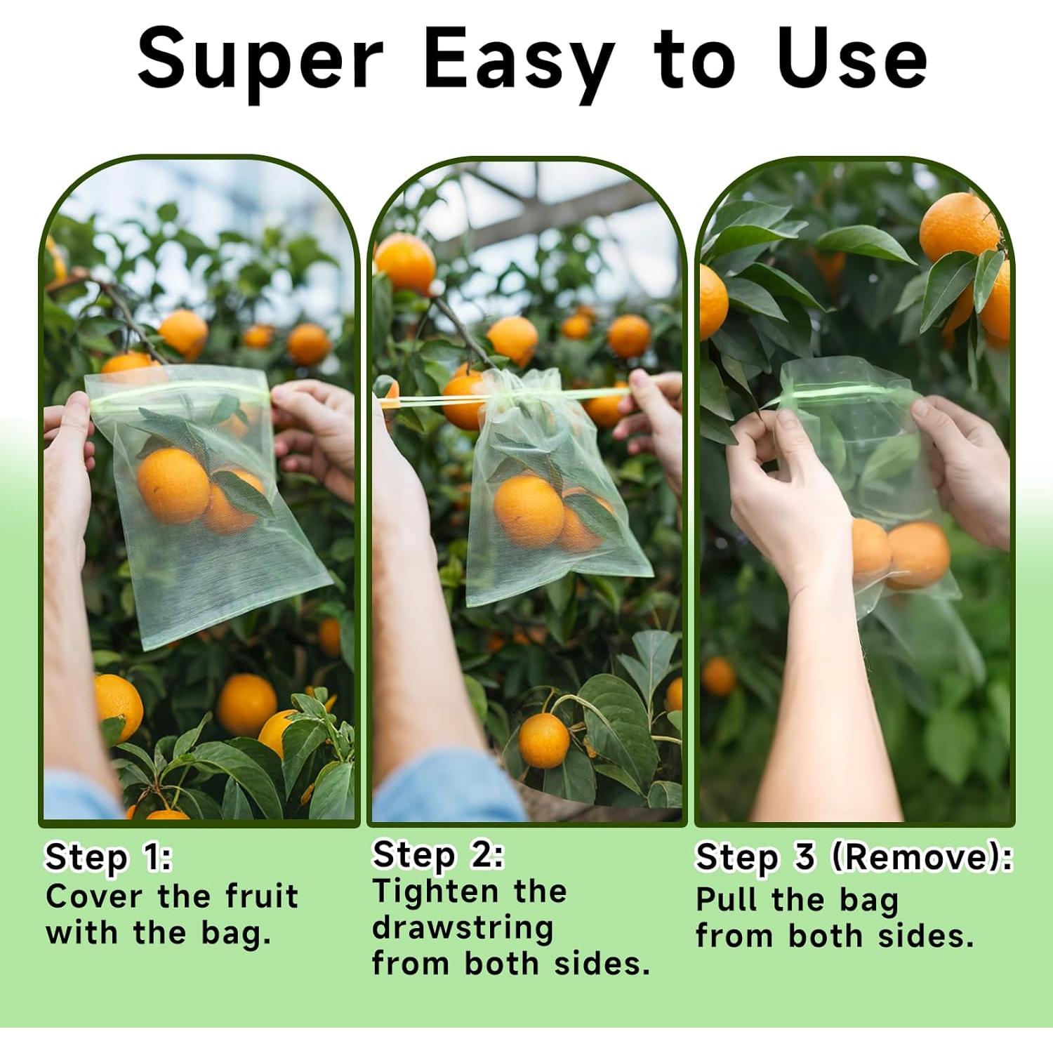 50 Bolsas de Protección para Frutas SmileLucky 20x30 cm Verde