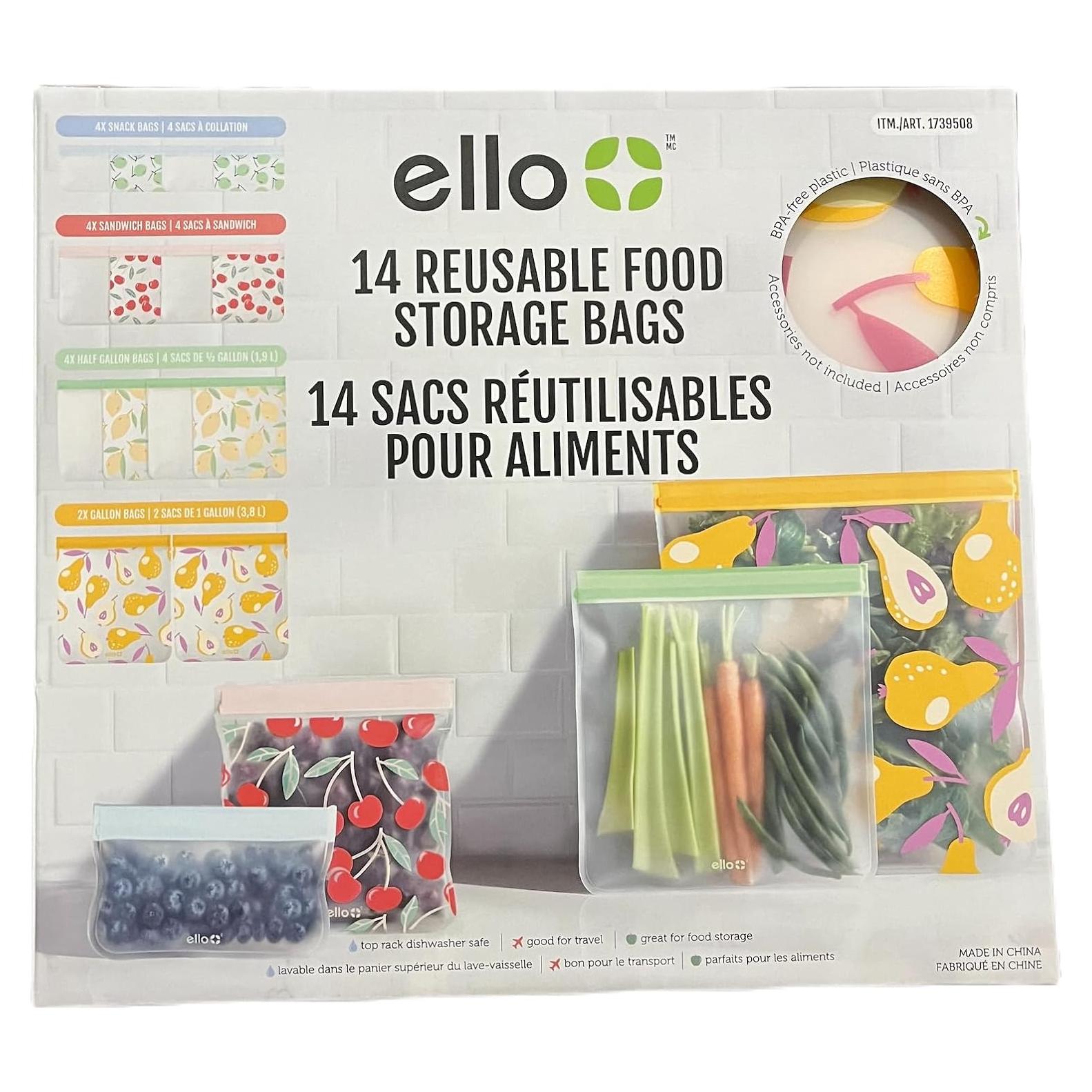 Bolsas Reutilizables Ello 14 Piezas Multicolor PEVA 224ml