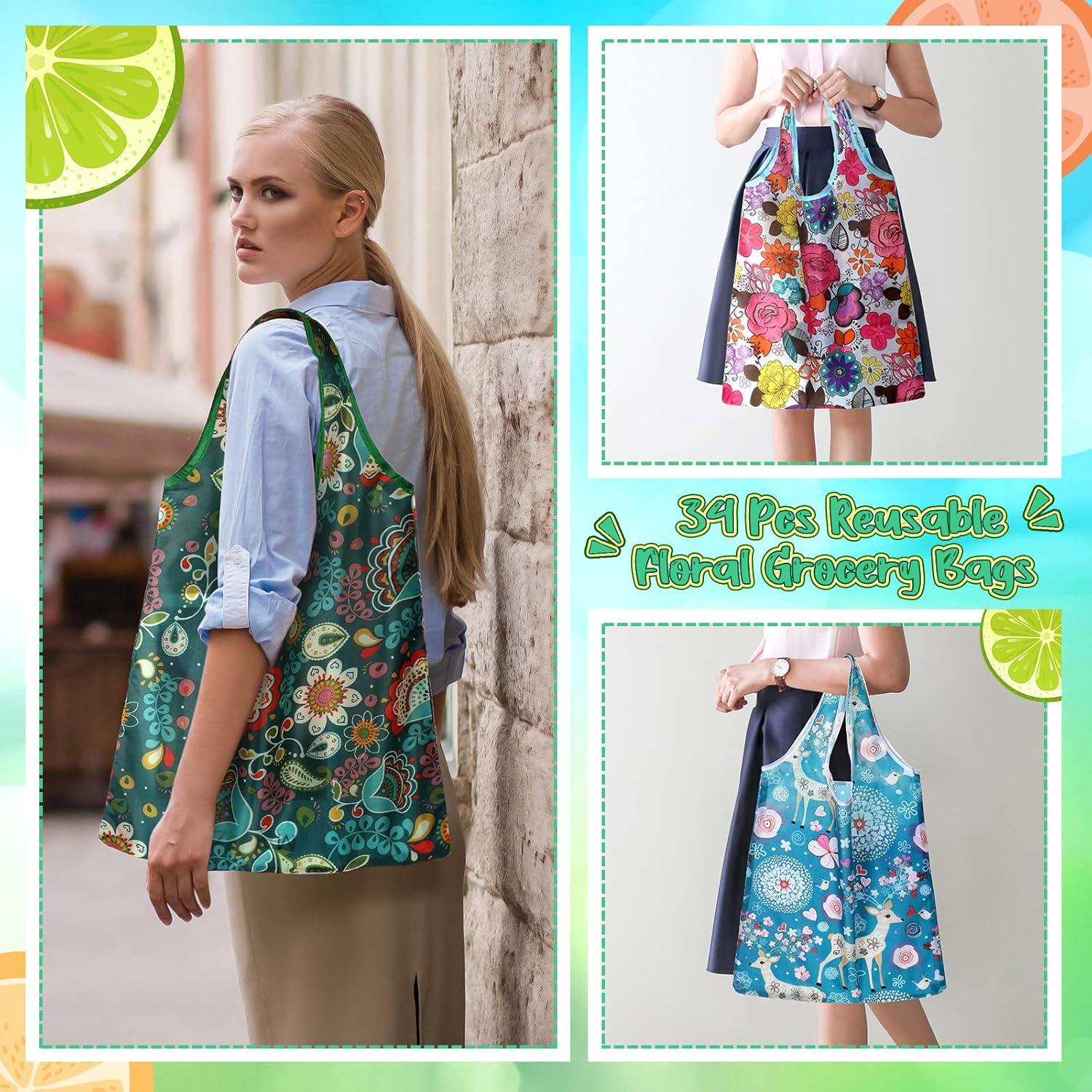 34 Bolsas de Compras Reutilizables Shappy Plegables Flores