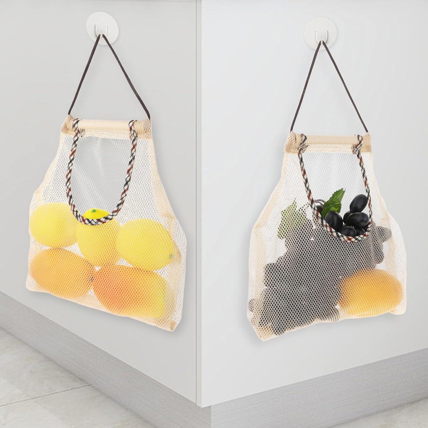 Bolsas de Malla Colgantes TIESOME 2 PCS Nylon Beige 27x26cm