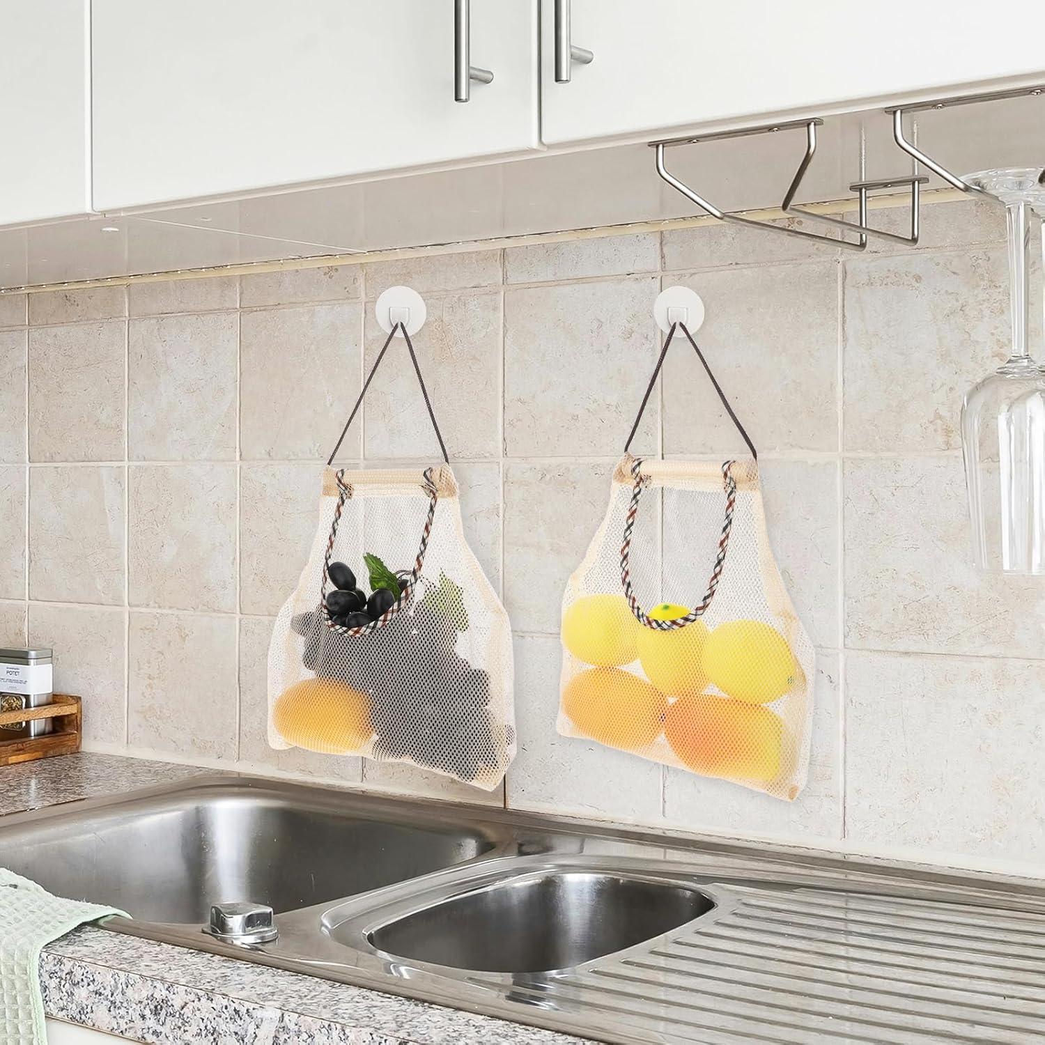 Bolsas de Malla Colgantes TIESOME 2 PCS Nylon Beige 27x26cm