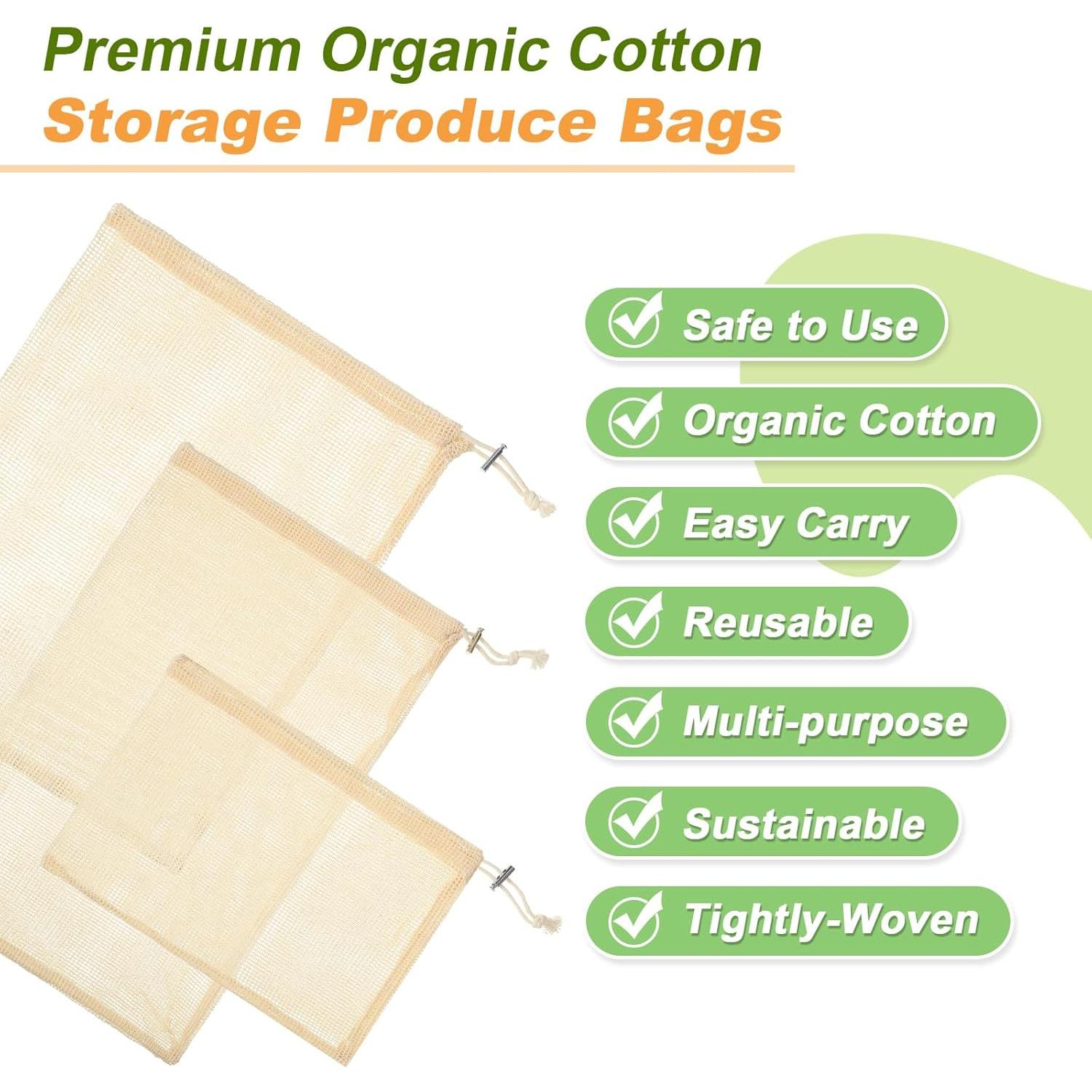 Bolsas Reutilizables Shappy 32 Pcs Algodón Orgánico Malla