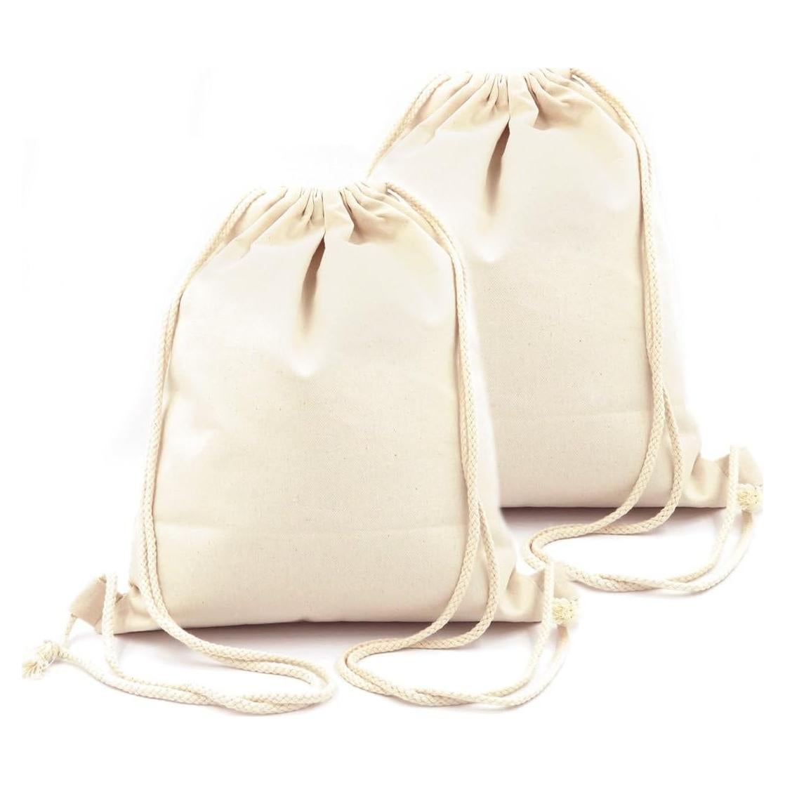 Mochila de gimnasio de lona de algodón beige - Pack de 2