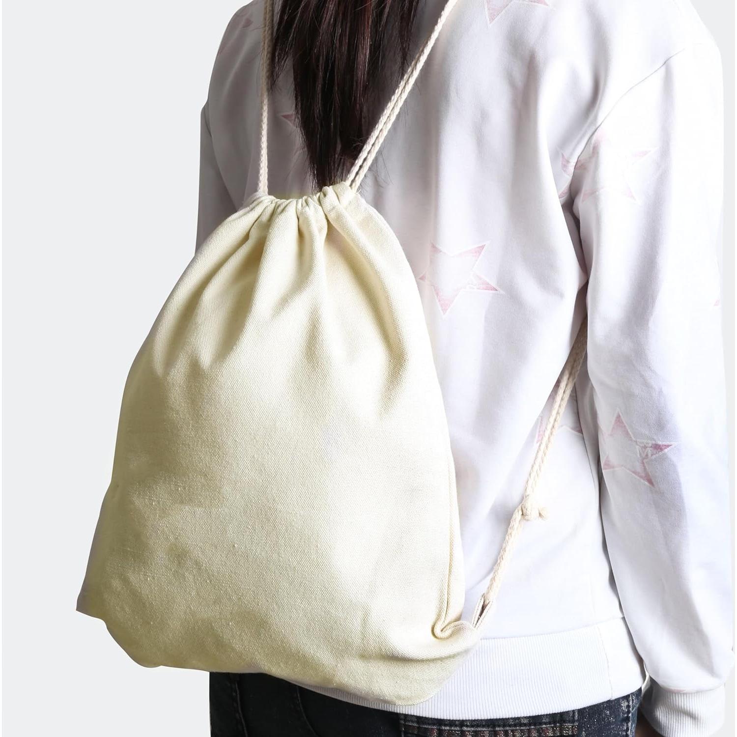 Mochila de gimnasio de lona de algodón beige - Pack de 2