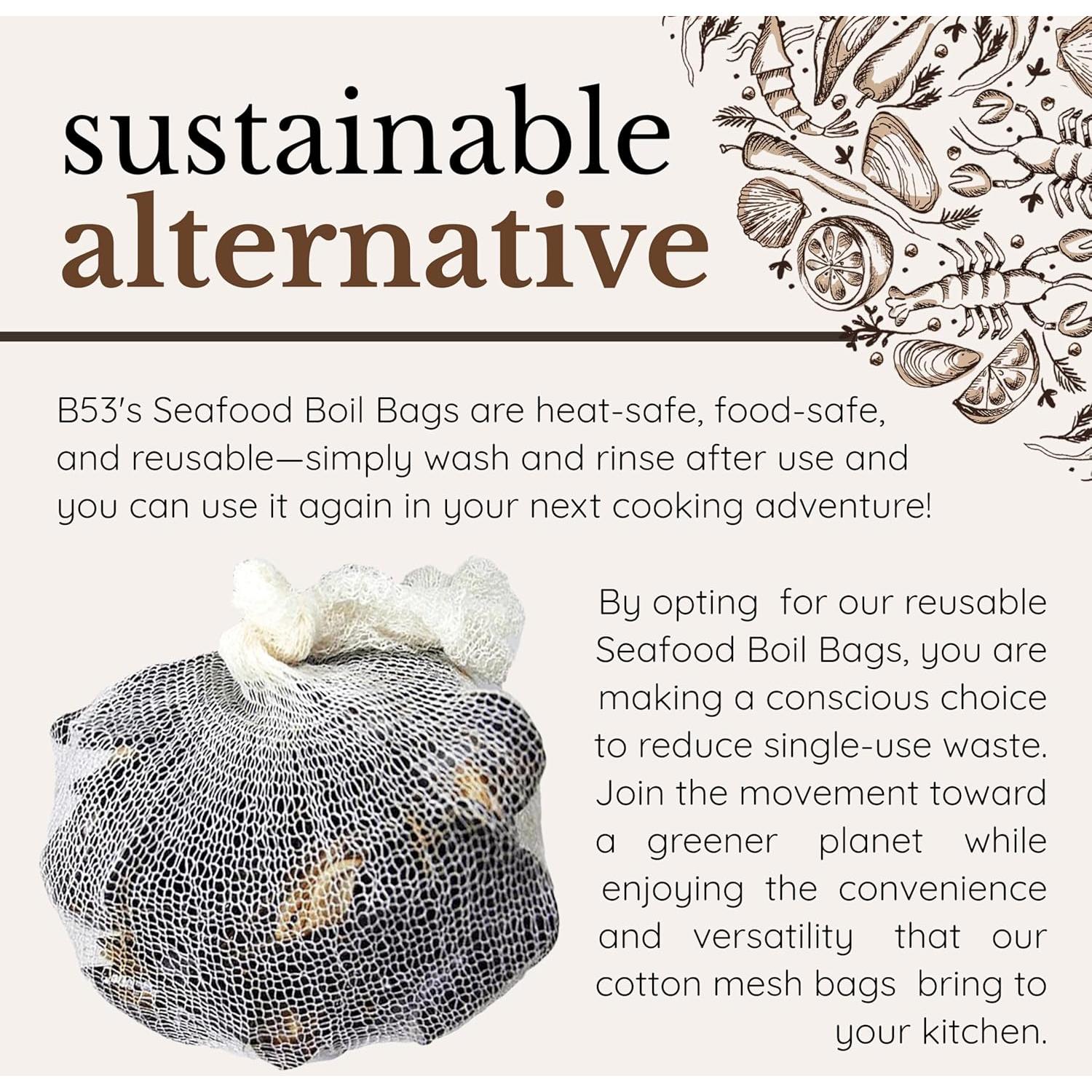 Bolsas de Hervir Mariscos B53 - Reutilizables 24" (Paquete de 25)