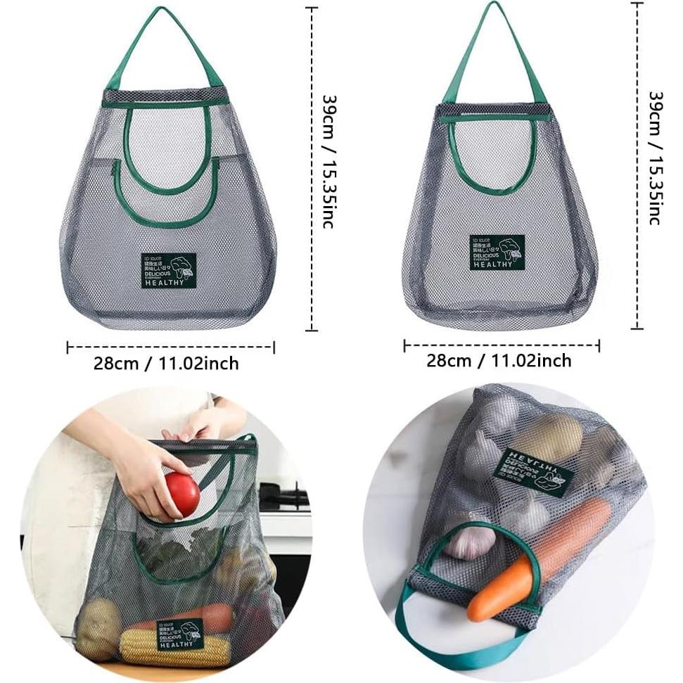 Paquete de 2 Bolsas de Almacenamiento de Malla Junvaia Verde