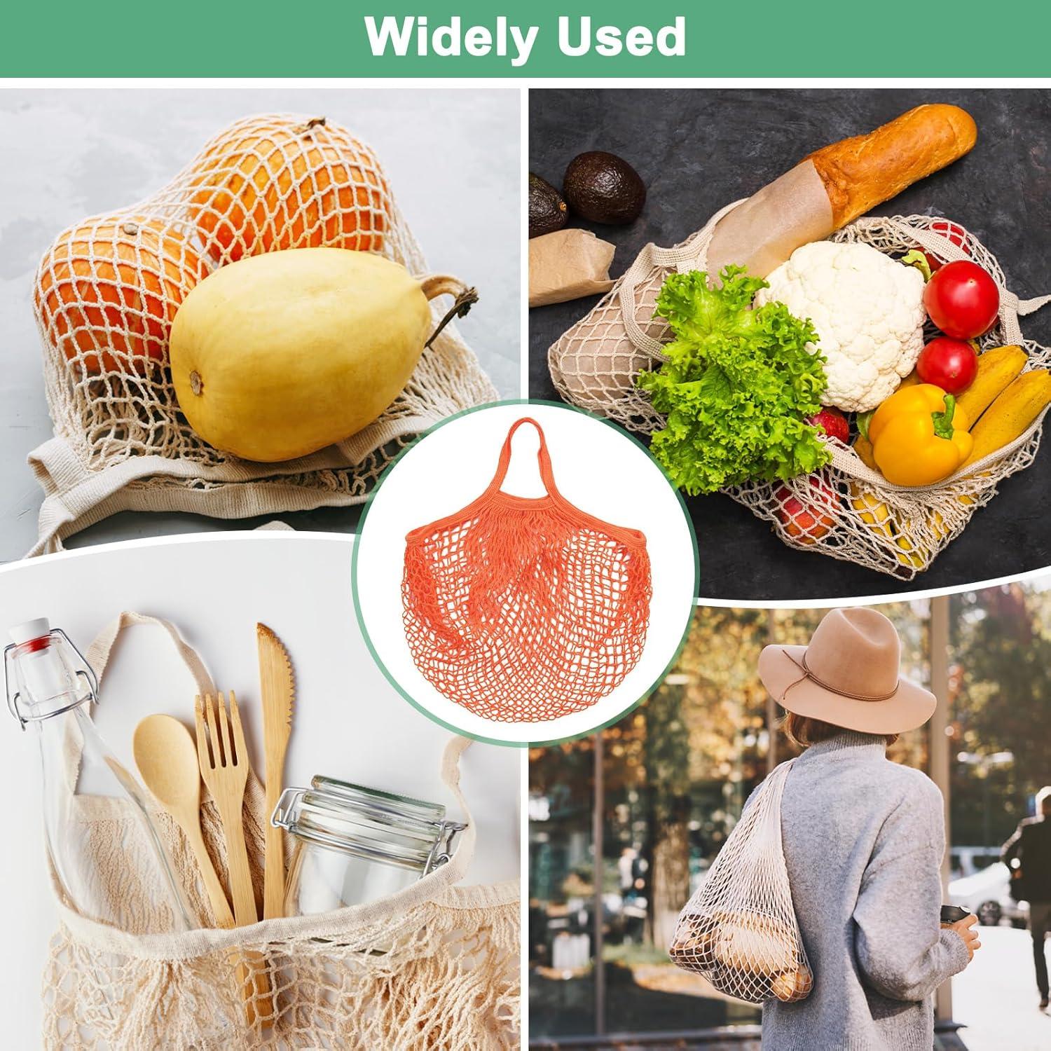 Bolsa de Malla de Algodón Reutilizable Naranja 48x35cm