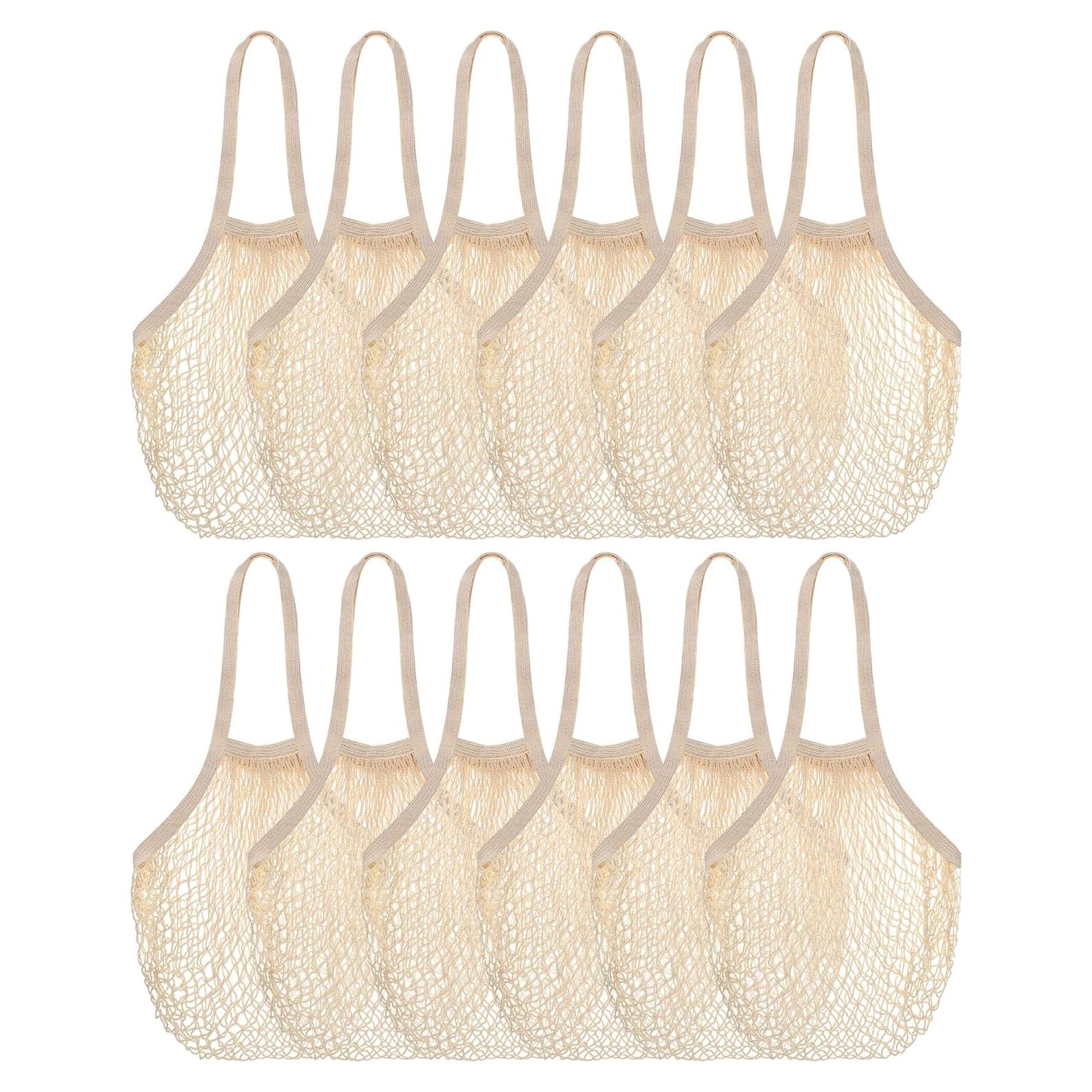Bolsas de Malla Reutilizables Eccliy 12 Piezas Algodón Beige