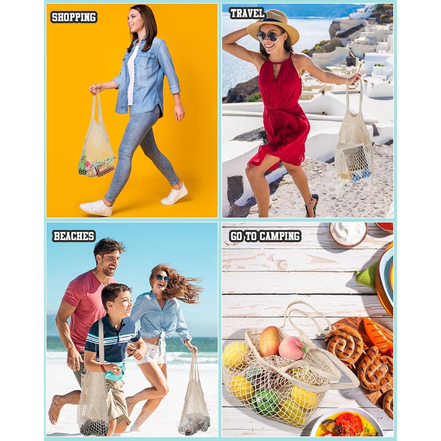 Bolsas de Malla Reutilizables Eccliy 12 Piezas Algodón Beige