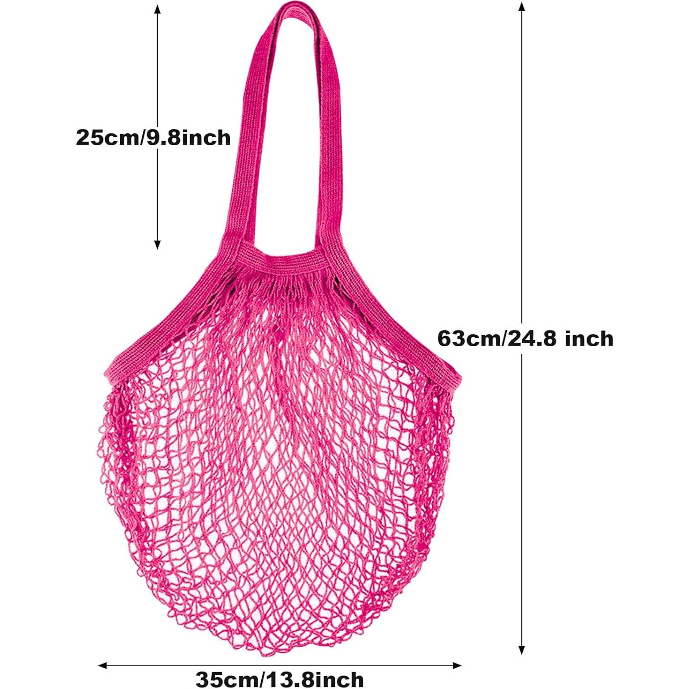 Paquete de 3 Bolsas de Malla de Algodón Rosa Fucsia 35.1x63cm