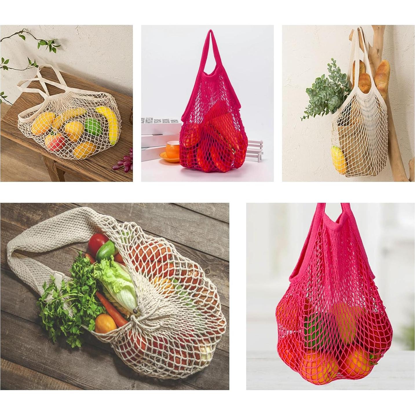 Paquete de 3 Bolsas de Malla de Algodón Rosa Fucsia 35.1x63cm